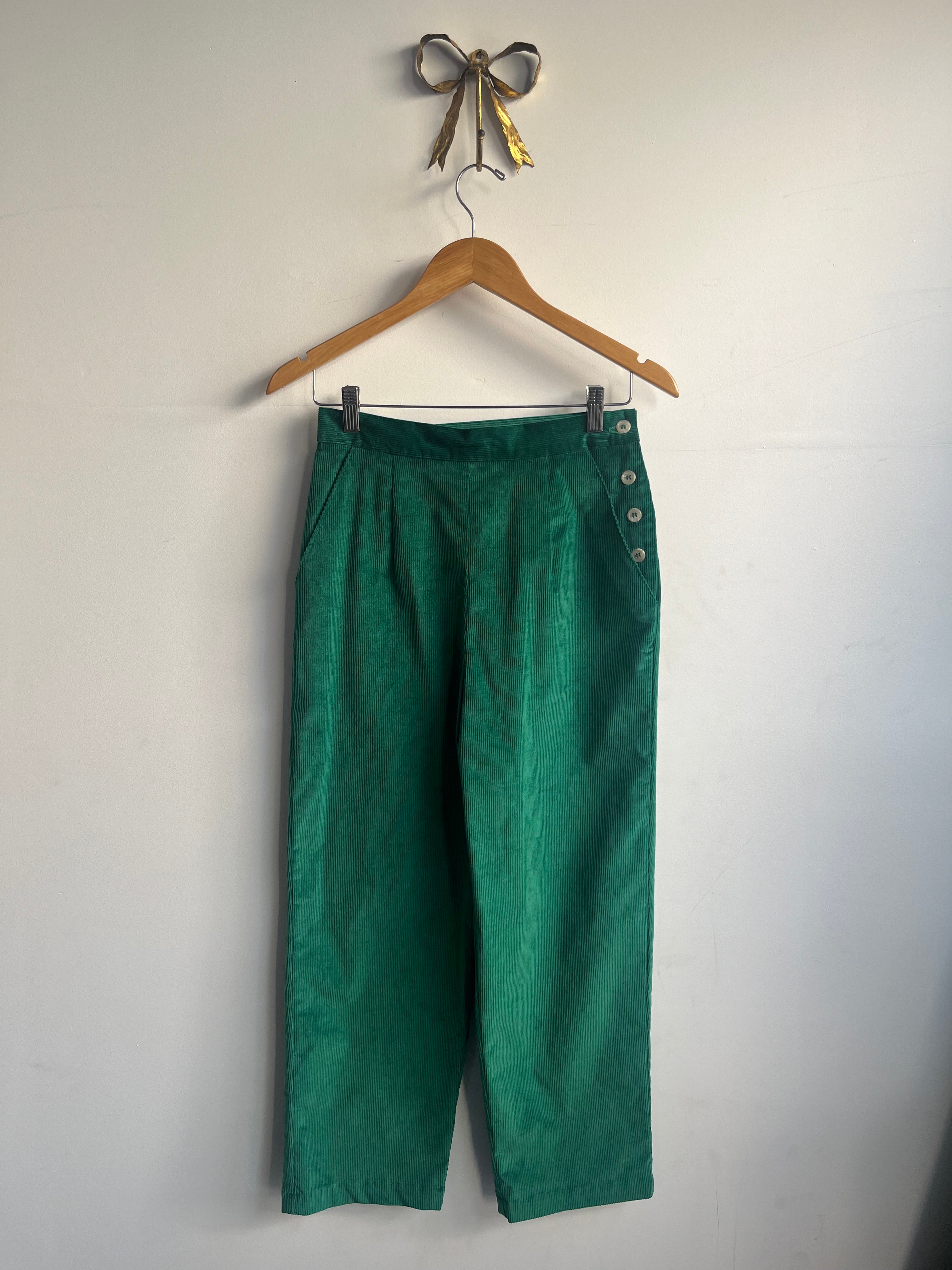 SAMPLE Naomi Pants - Emerald Corduroy