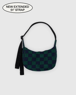 Small Crescent Bag - Navy Green Check