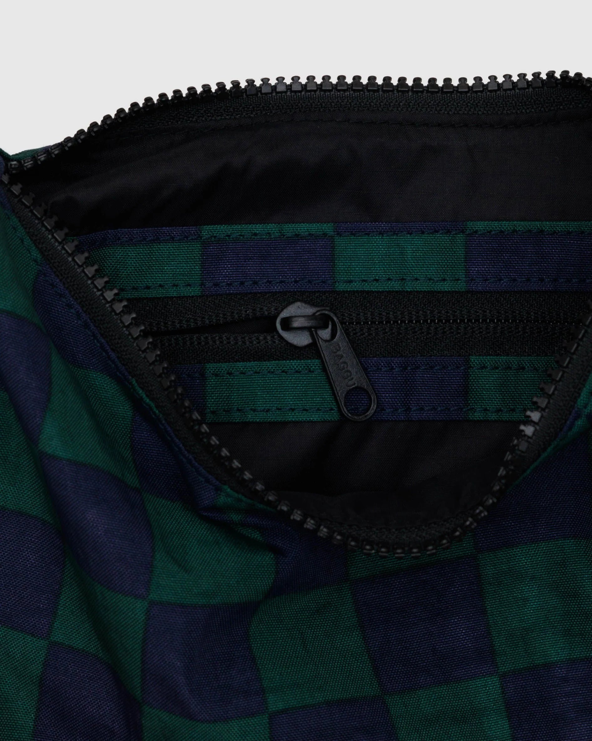 Small Crescent Bag - Navy Green Check