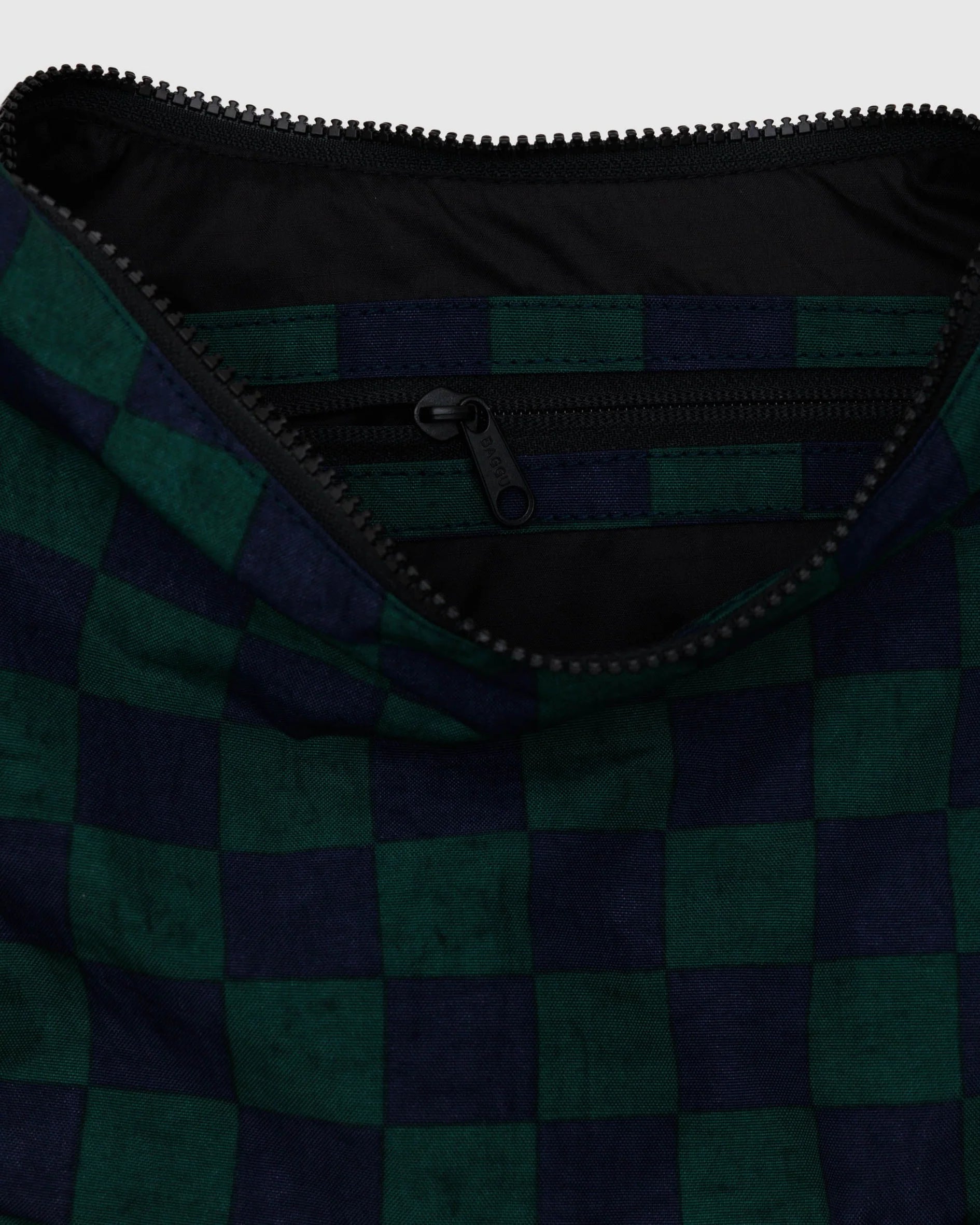 Medium Crescent Bag - Navy Green Check