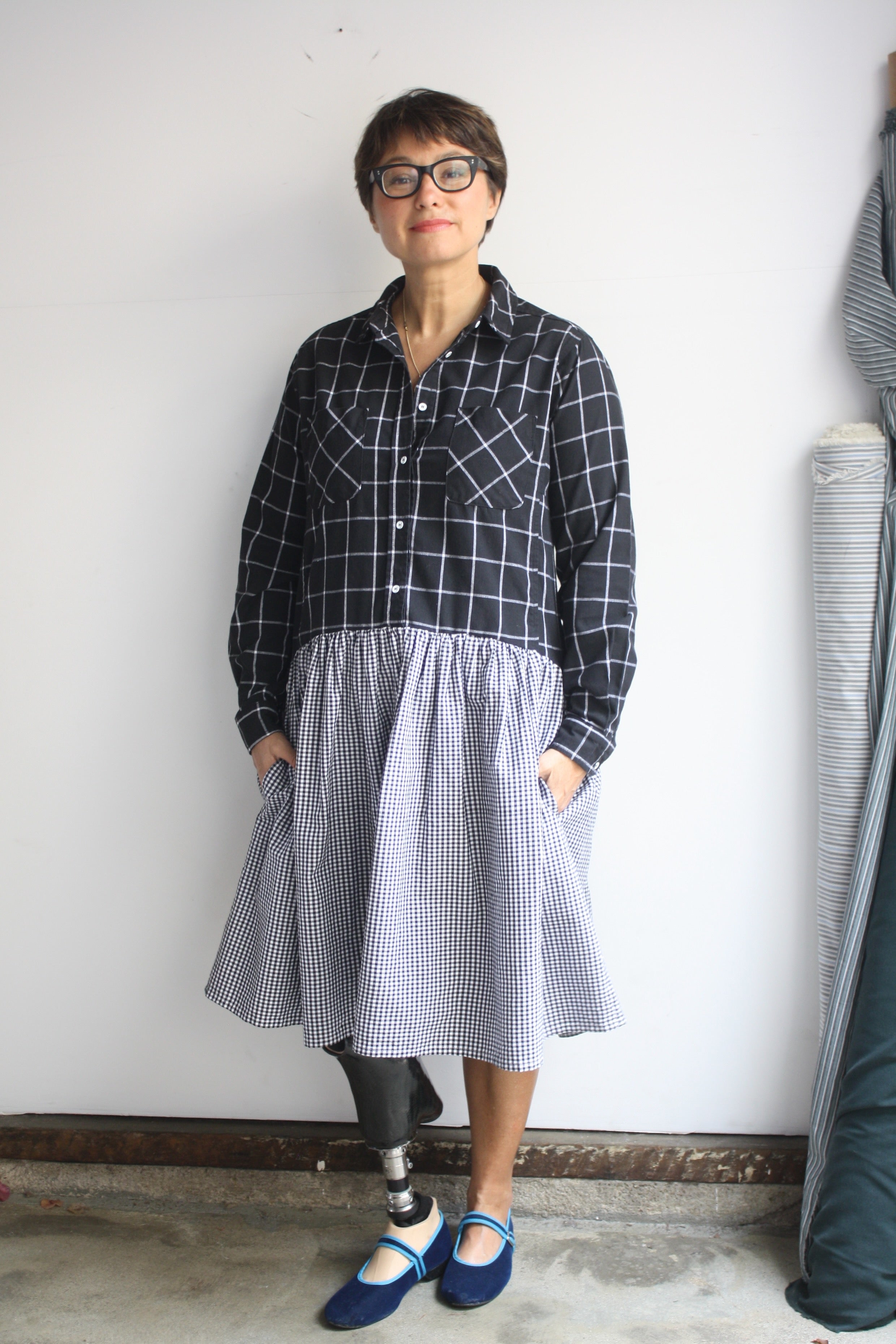 Hedy Dress 14 - Black Grid/Black Gingham