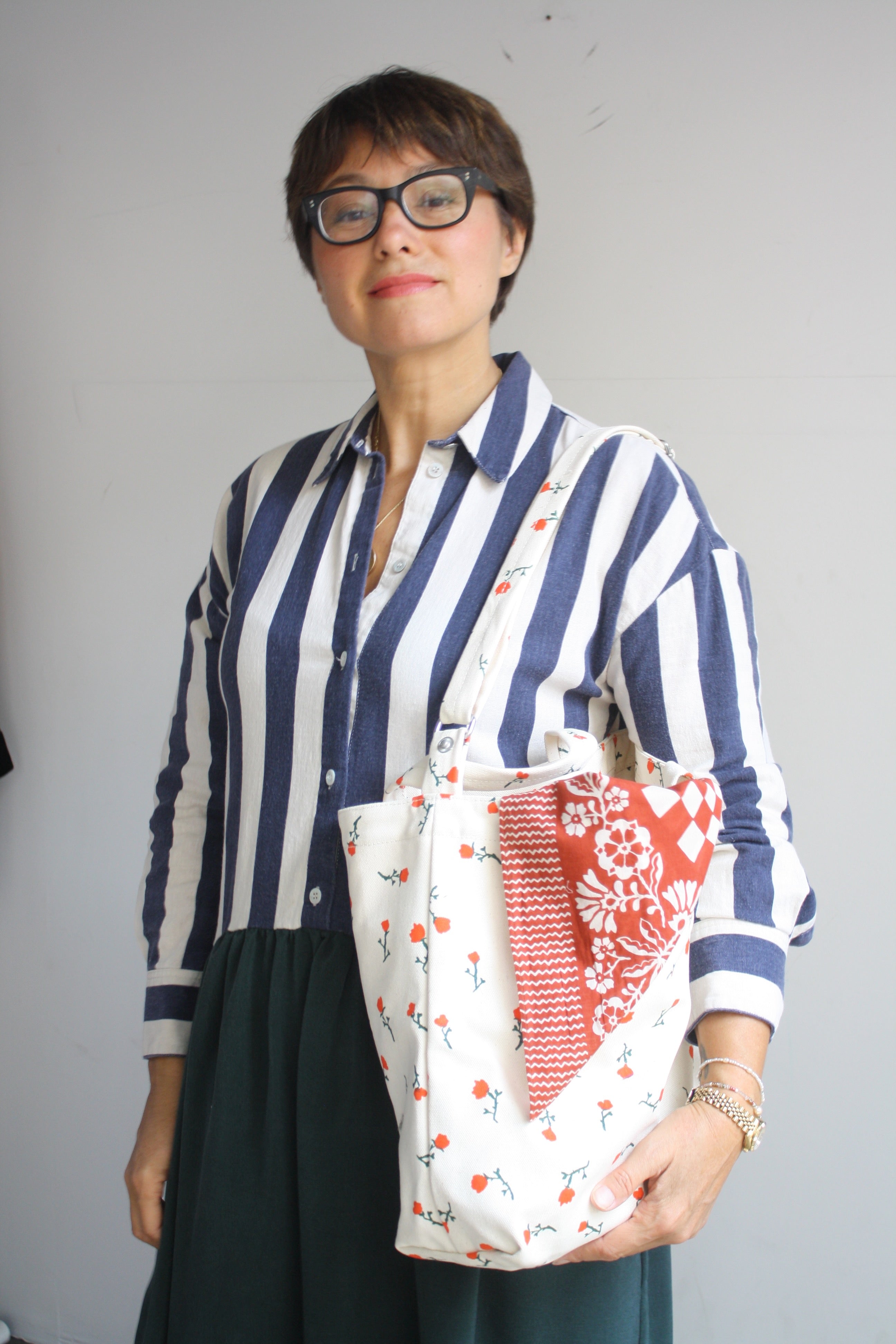 Hedy Dress 15 - Navy Stripe/Pine