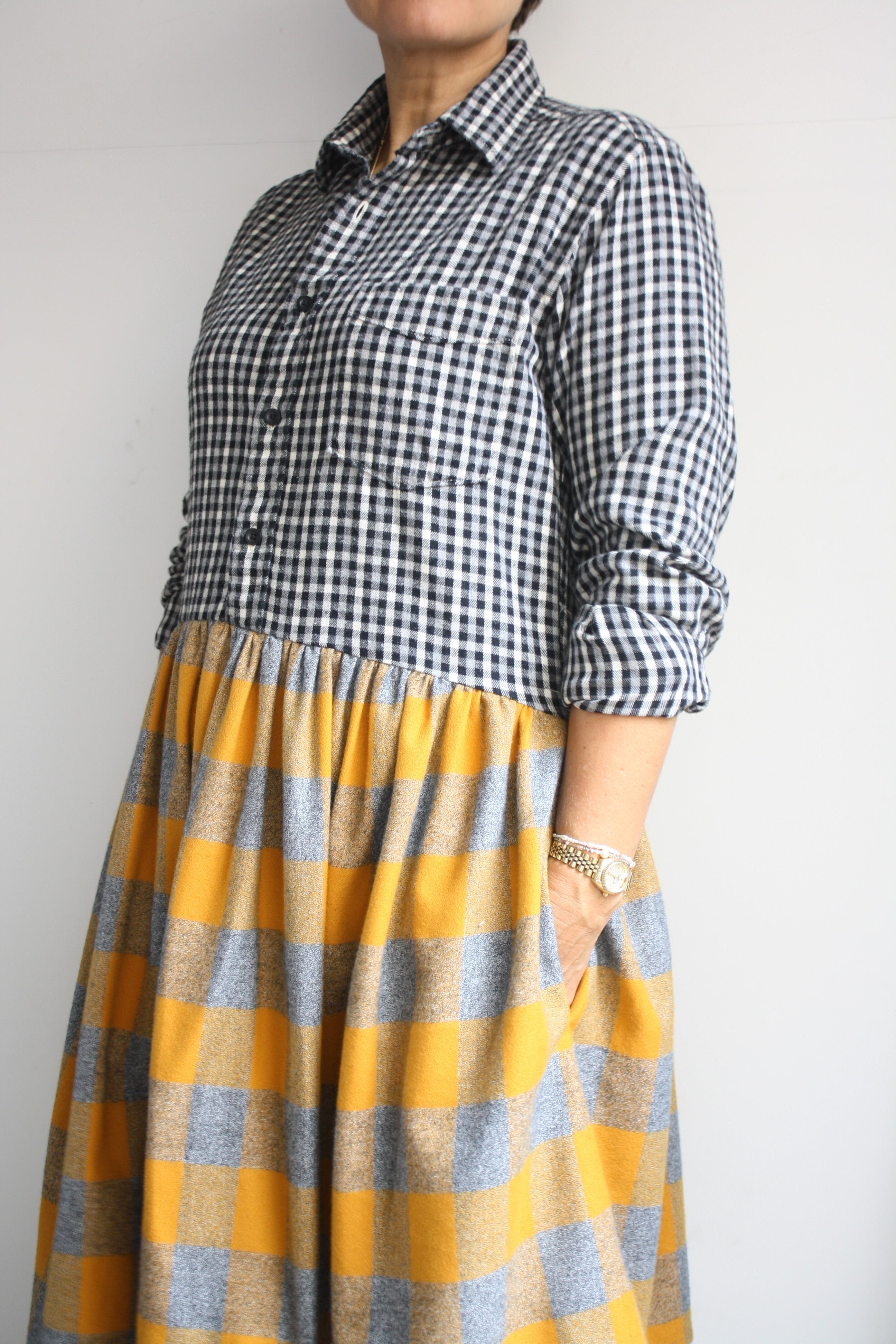 Hedy Dress 17 - Flannel Check/Mustard