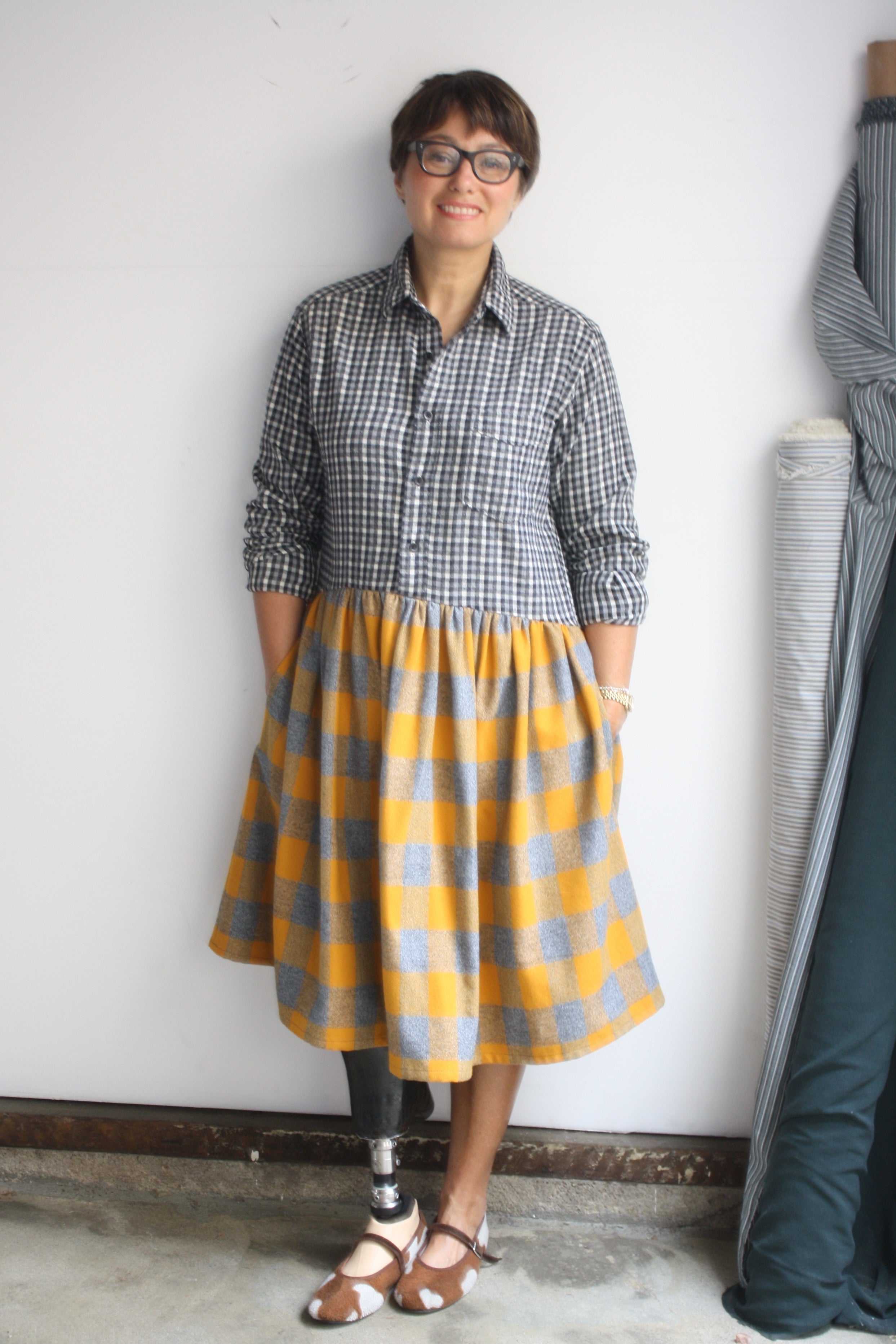 Hedy Dress 17 - Flannel Check/Mustard