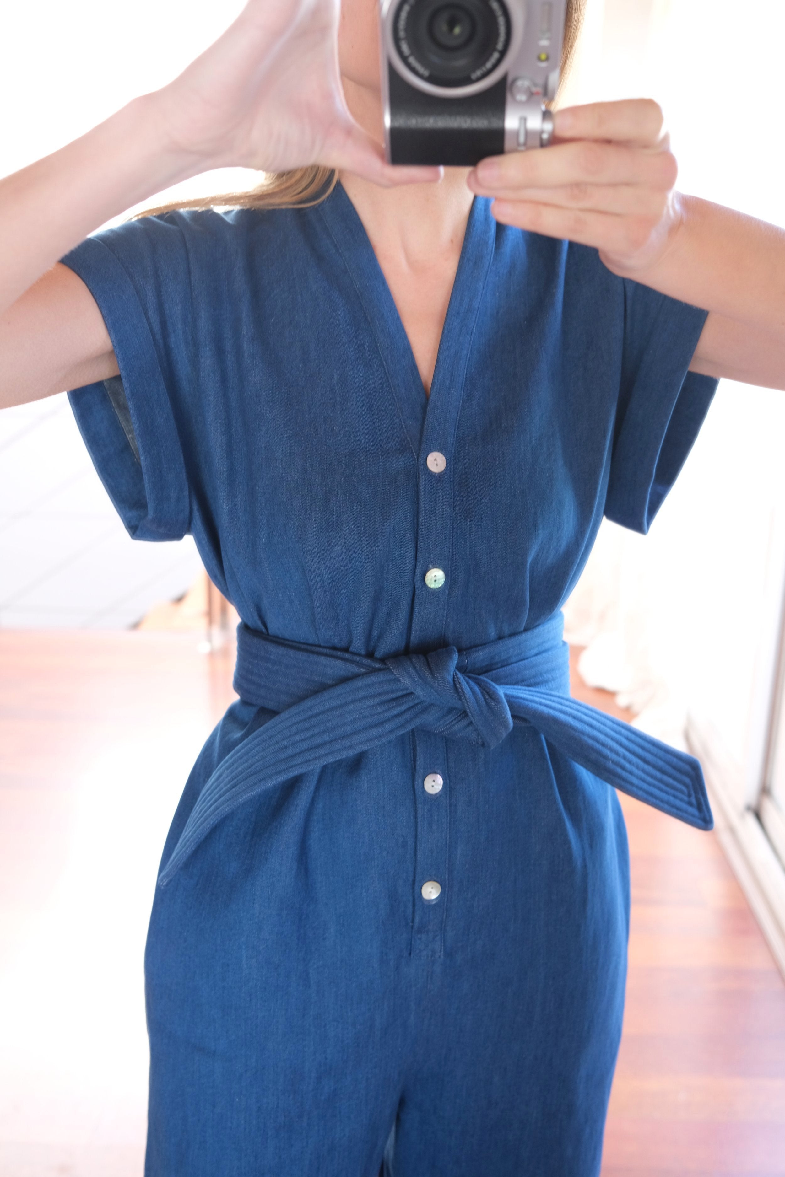 Aiko Jumpsuit - Indigo Cotton/Linen Denim