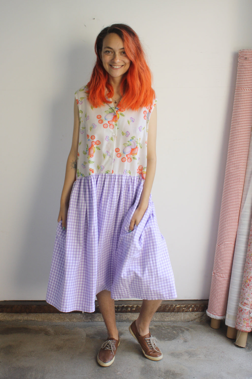 Hedy Dress 10 - Fruit/Lavender Gingham
