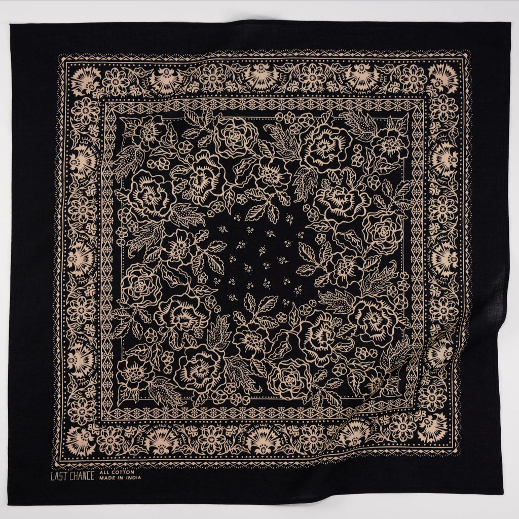 Cotton Bandana - Black Rosey