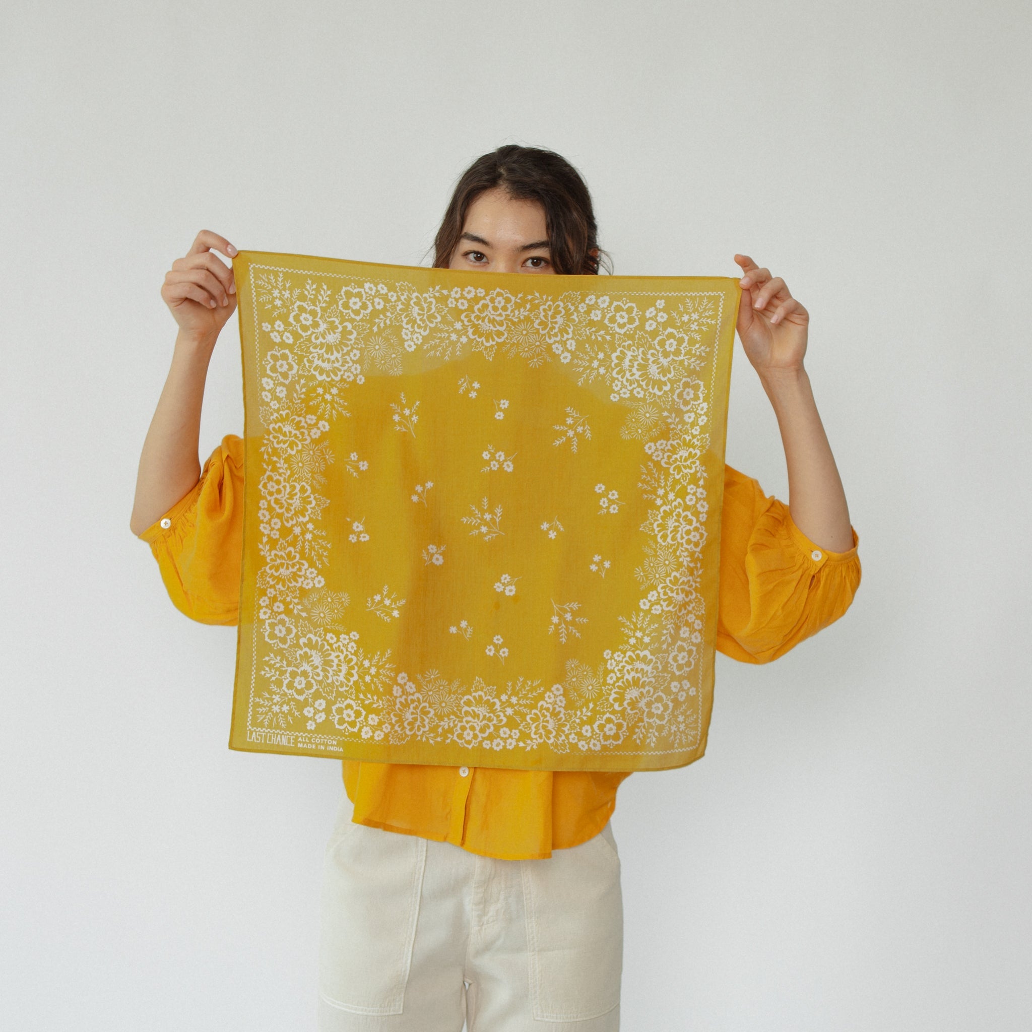 Cotton Bandana - Chartreuse Field