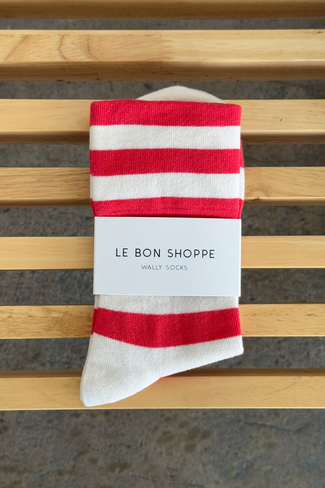 Wally Socks - Wide Stripe Red