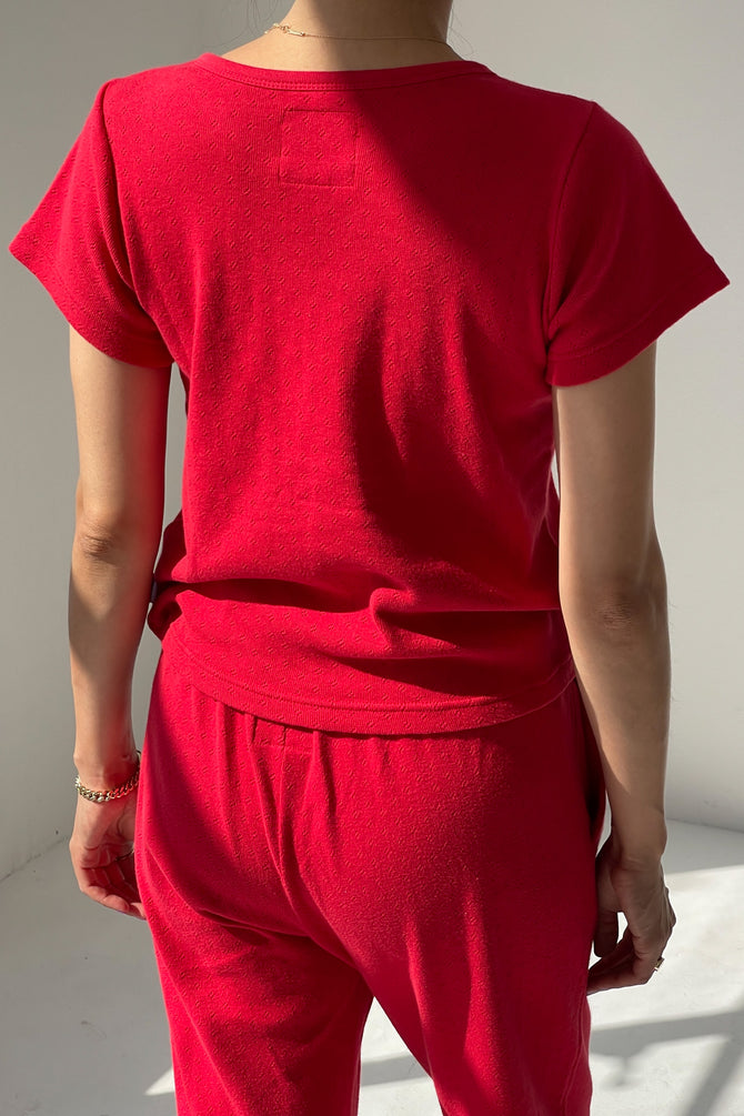 Babe Tee - Red Apple Pointelle