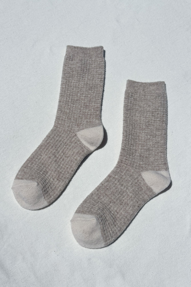 Wool Waffled Socks - Oatmeal