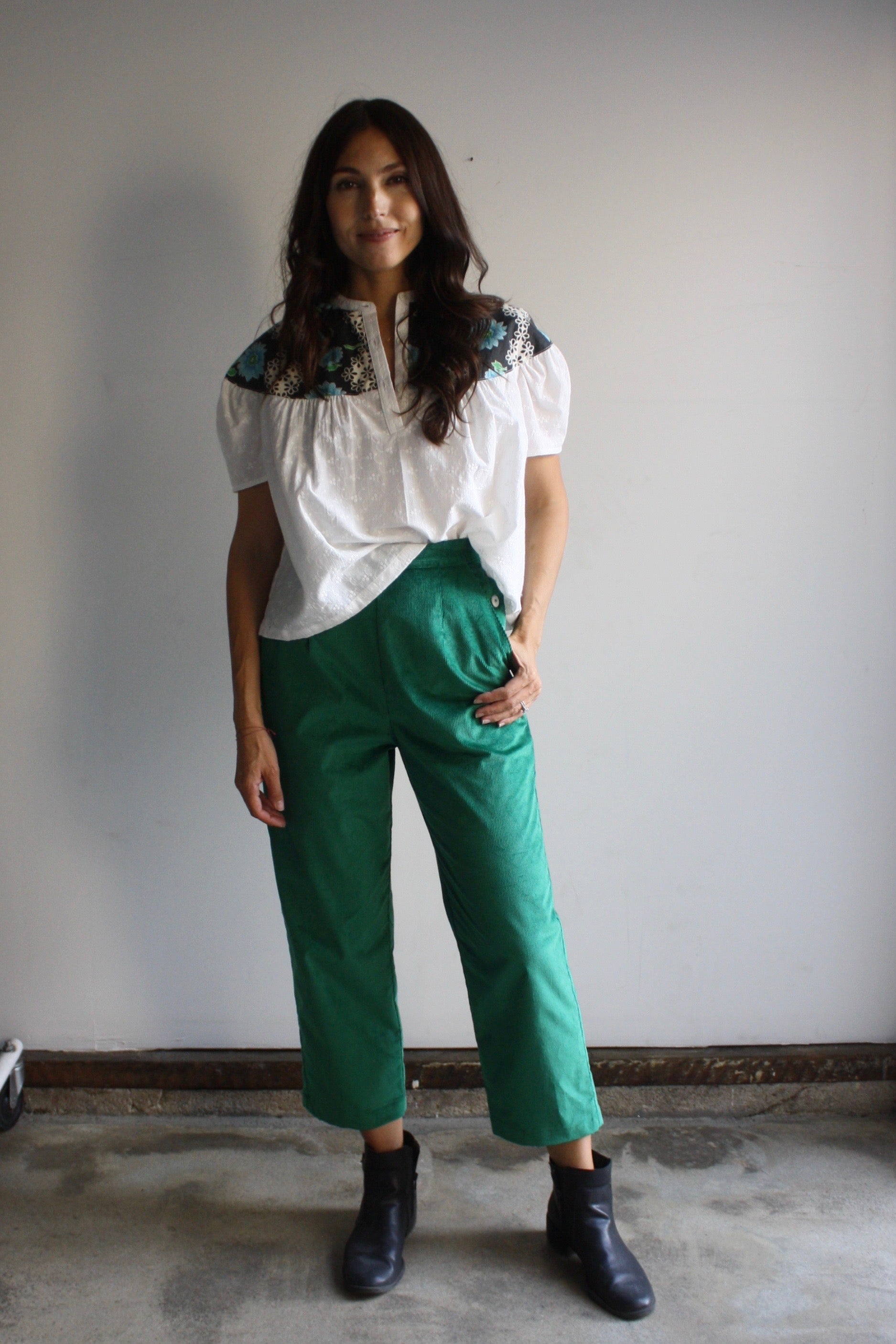 SAMPLE Naomi Pants - Emerald Corduroy