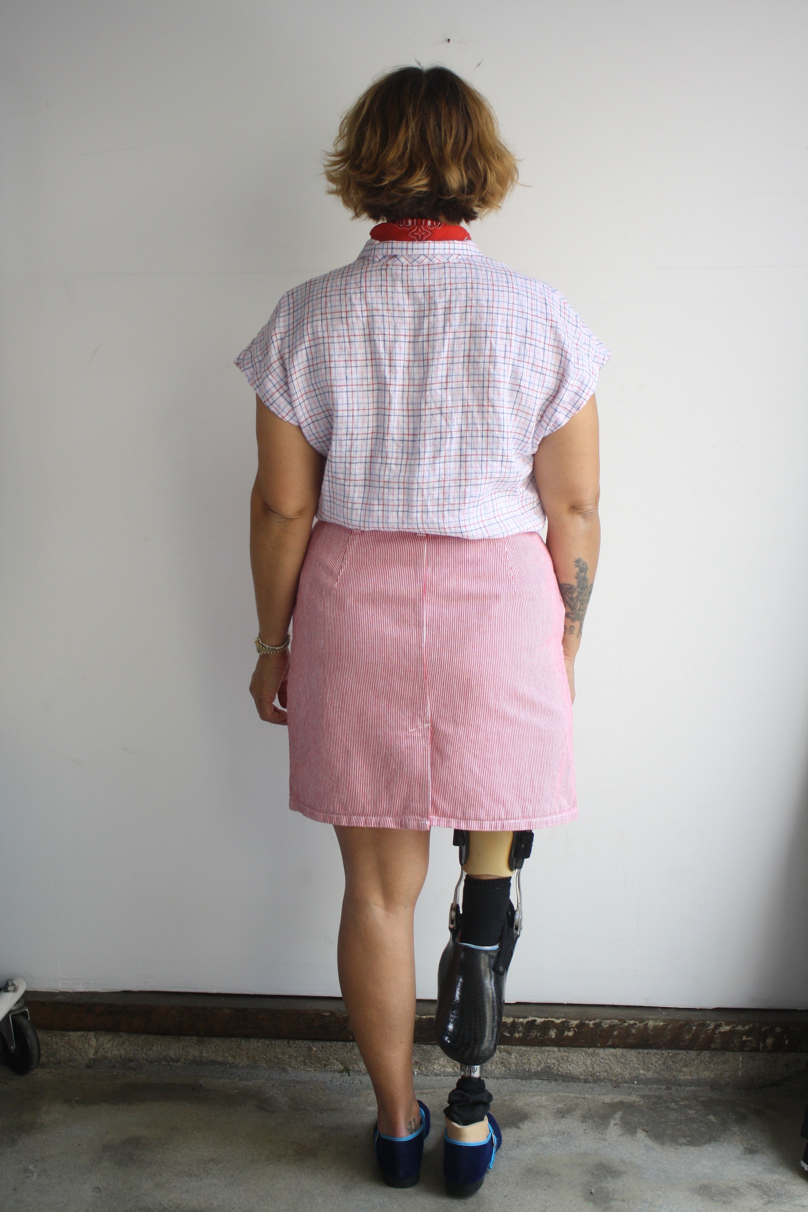 Red Engineer Stripe Mini Skirt