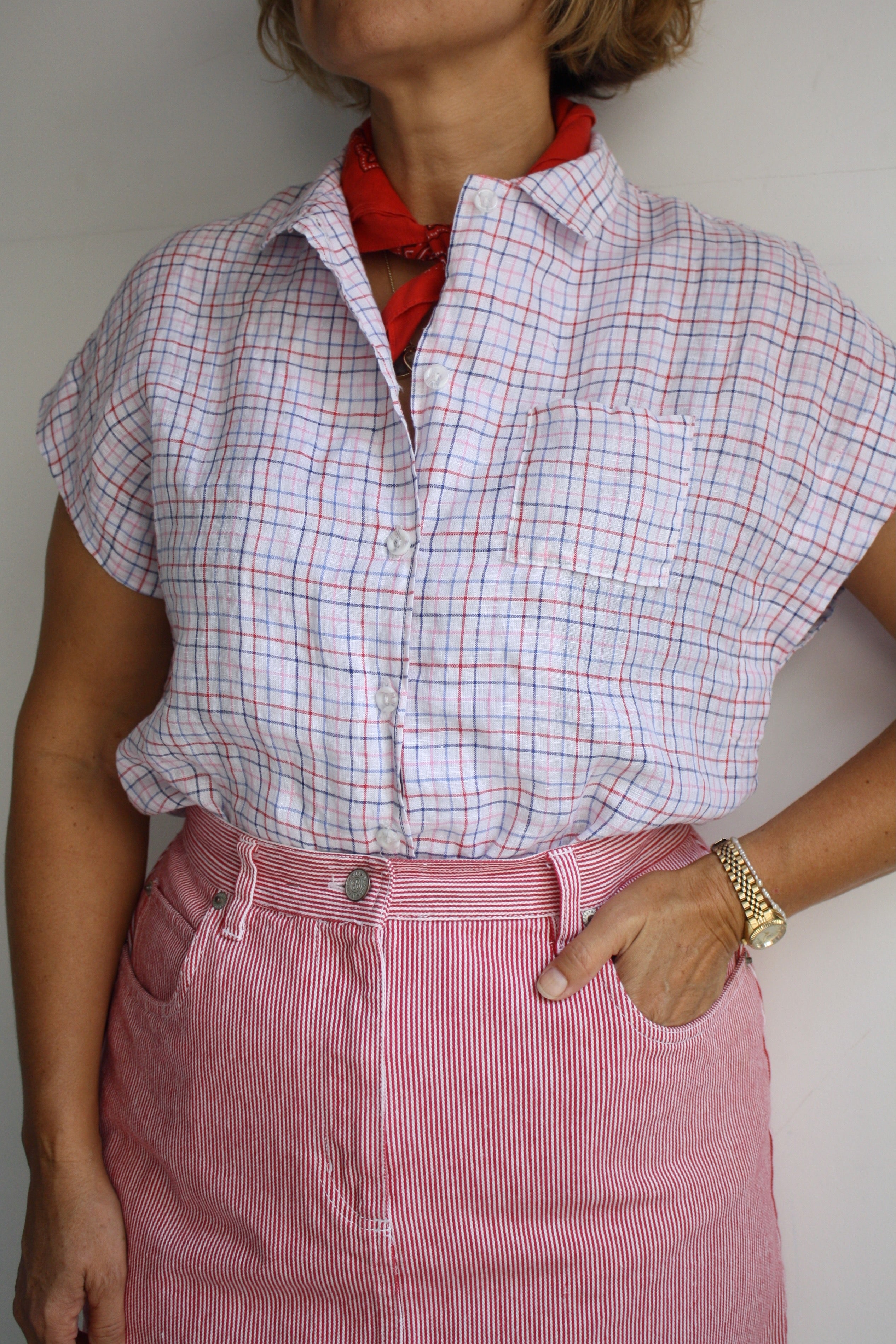 Red Engineer Stripe Mini Skirt