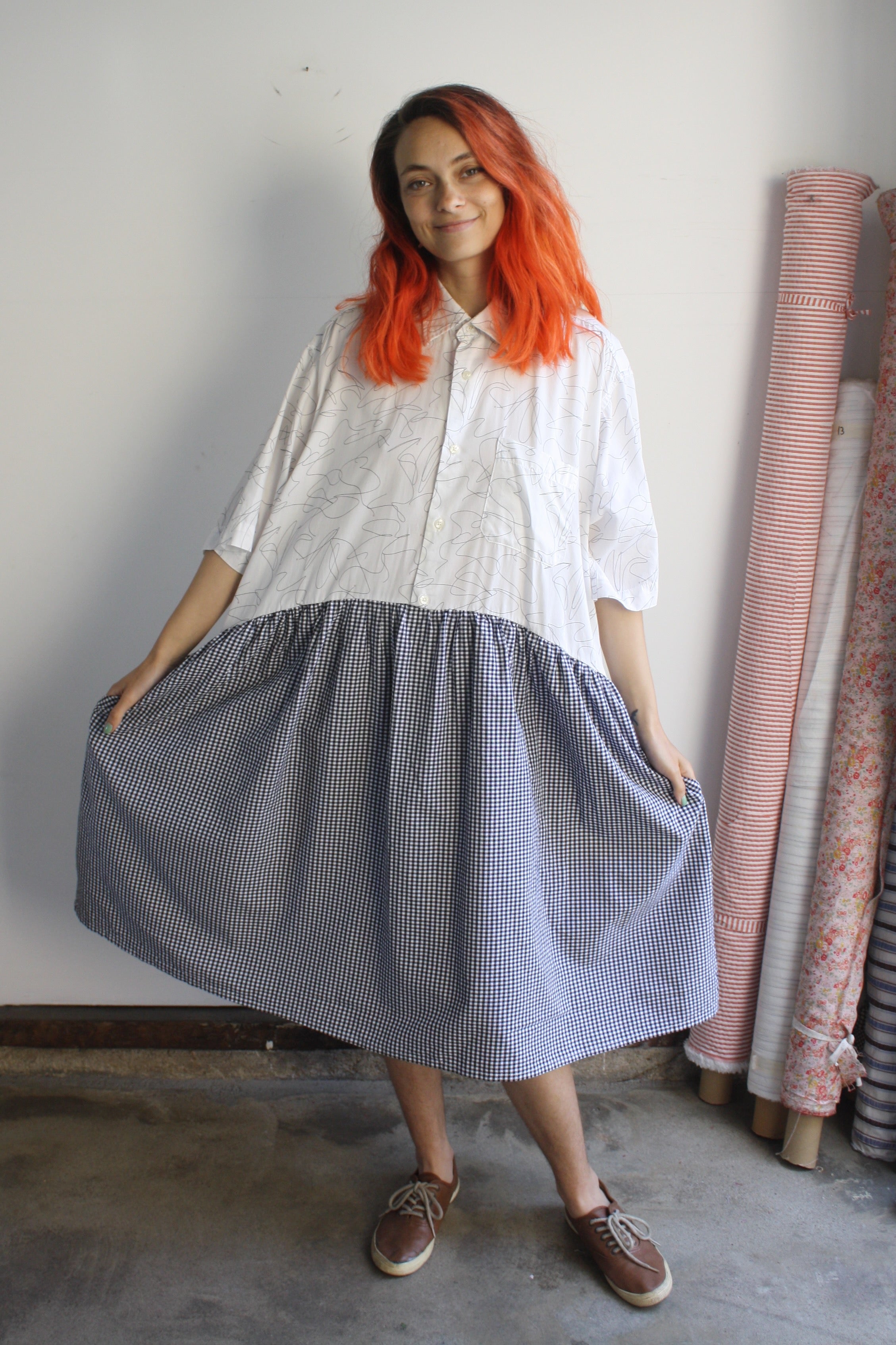 Hedy Dress 11 - Squiggle/Black Gingham