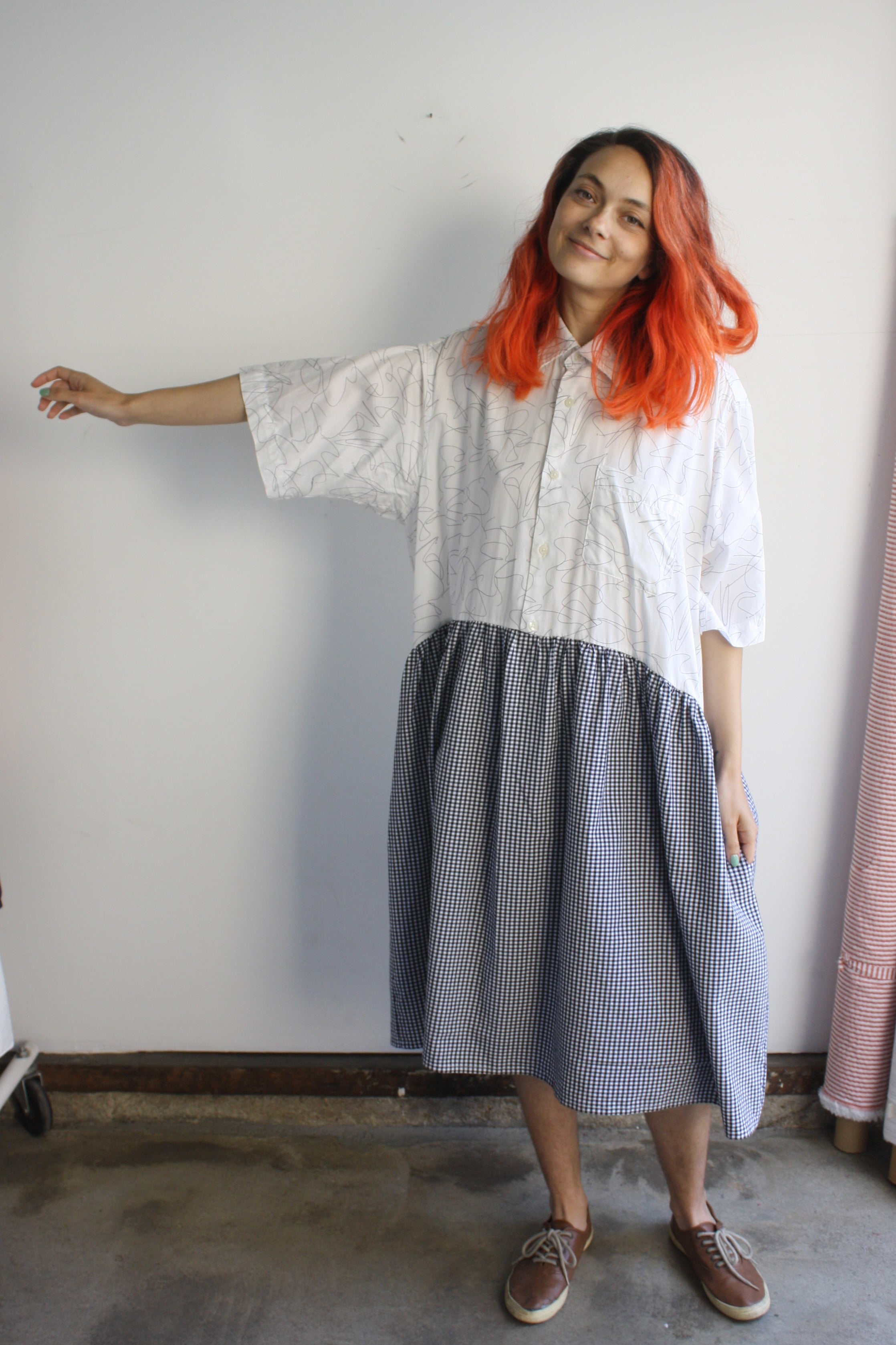 Hedy Dress 11 - Squiggle/Black Gingham