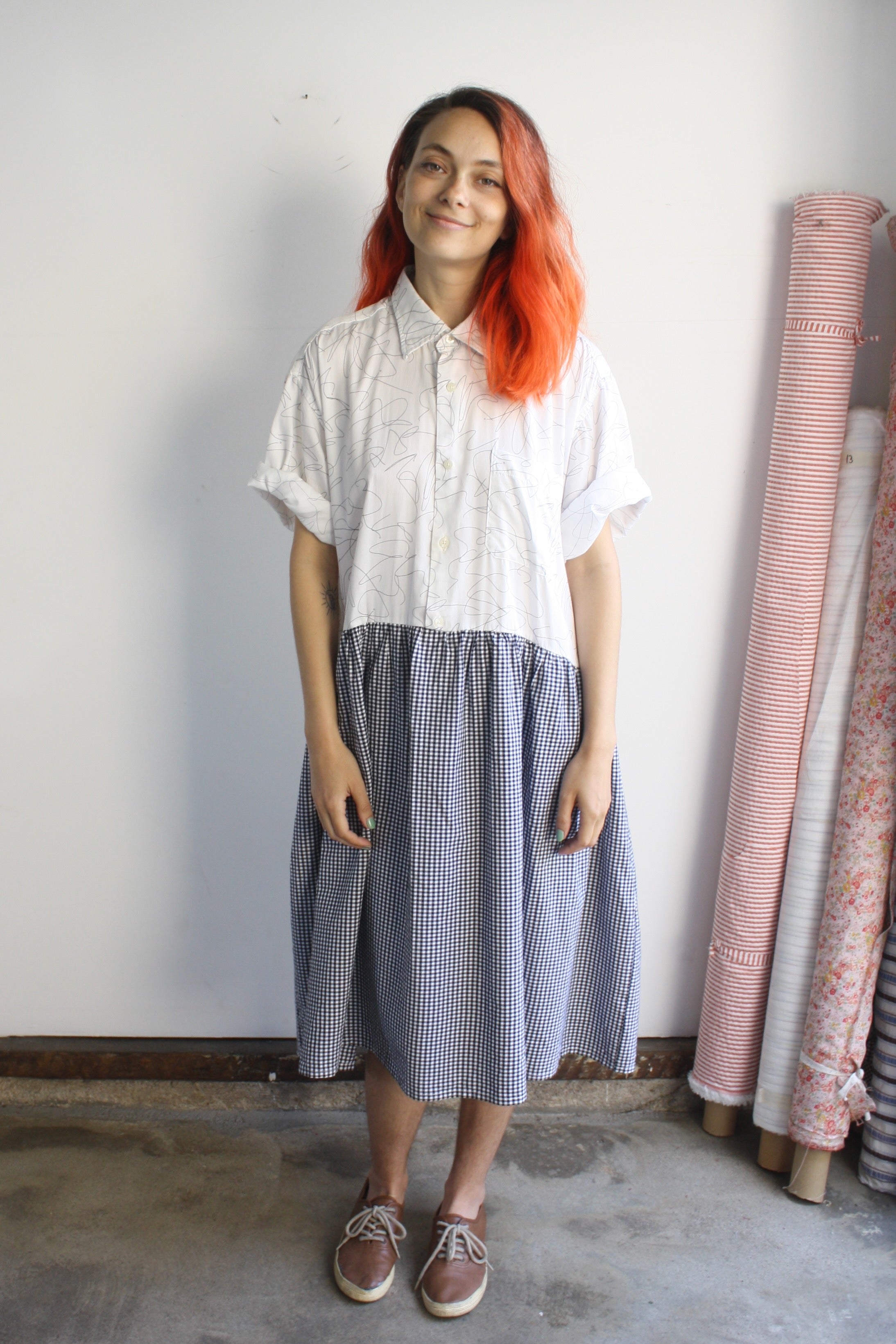 Hedy Dress 11 - Squiggle/Black Gingham