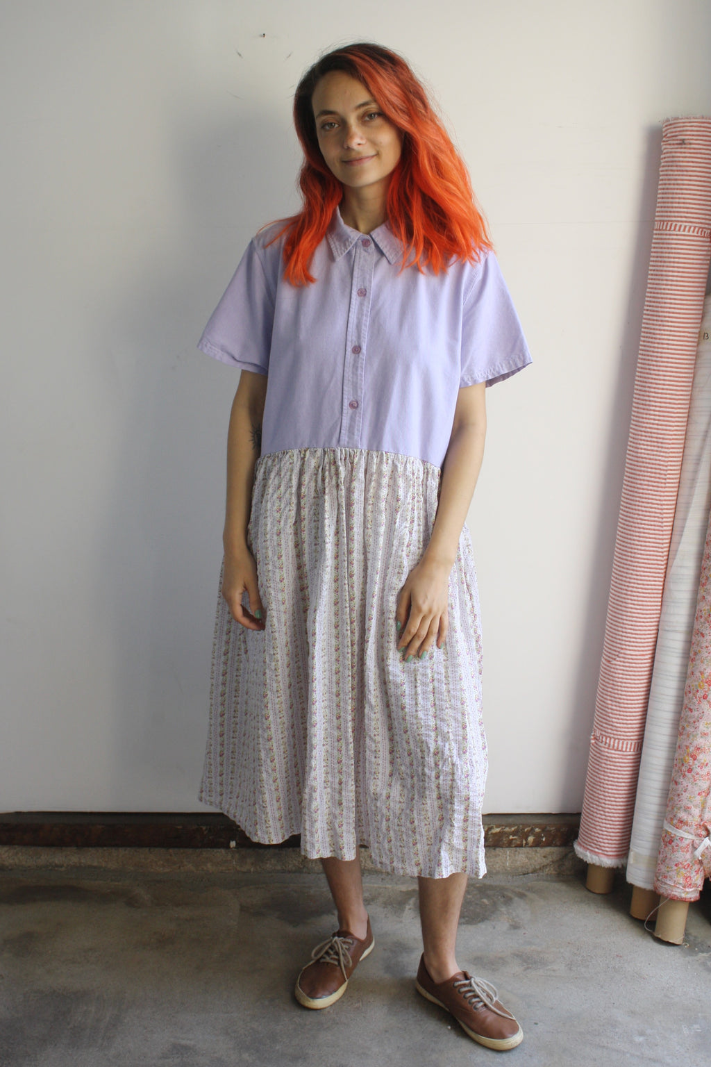 Hedy Dress 12 - Lavender Chambray/Seersucker