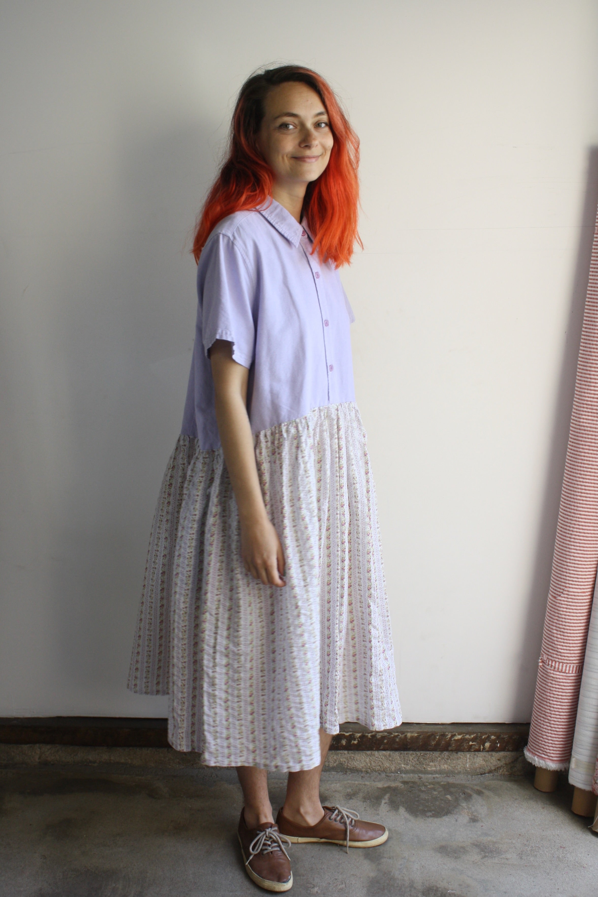 Hedy Dress 12 - Lavender Chambray/Seersucker