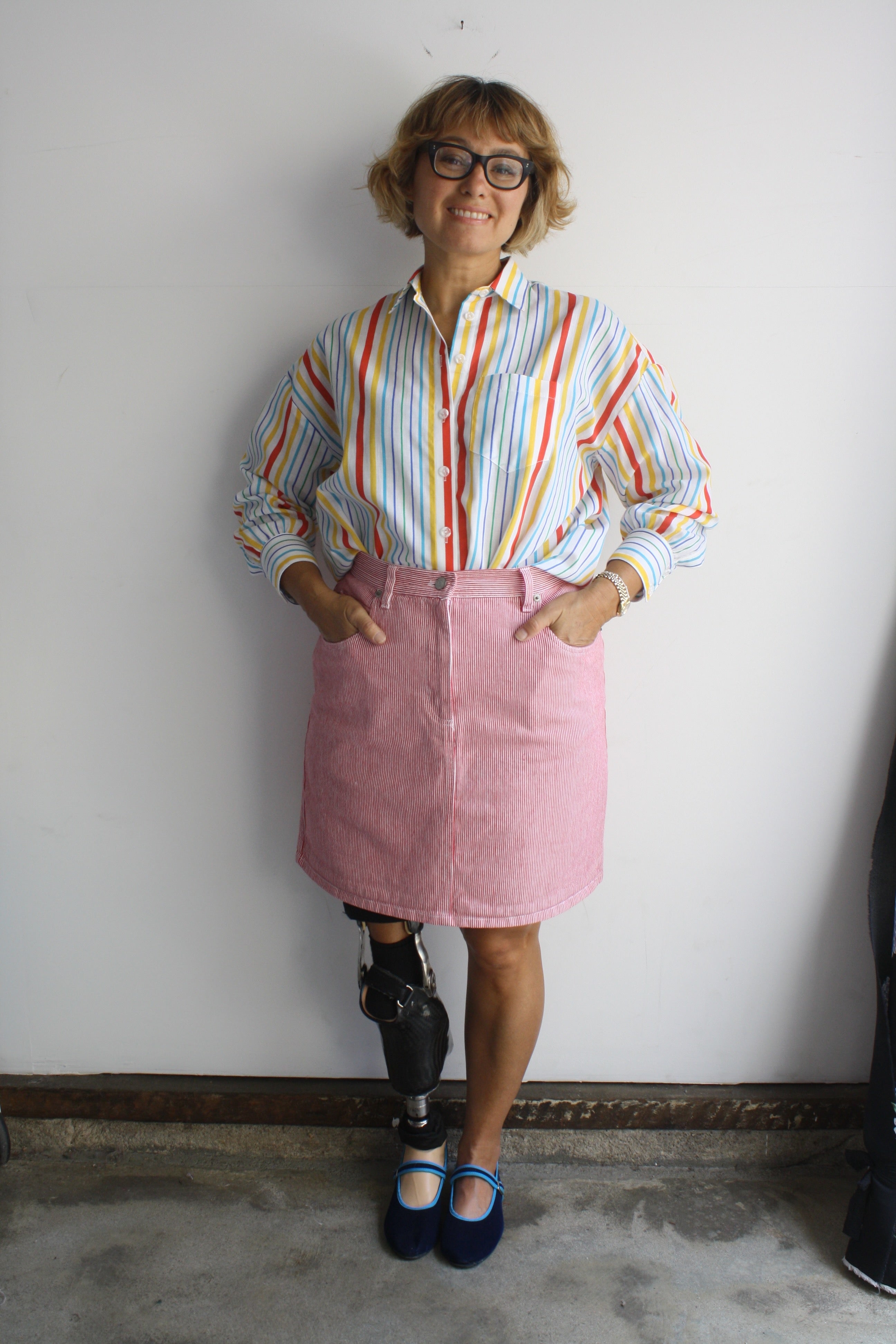 Red Engineer Stripe Mini Skirt