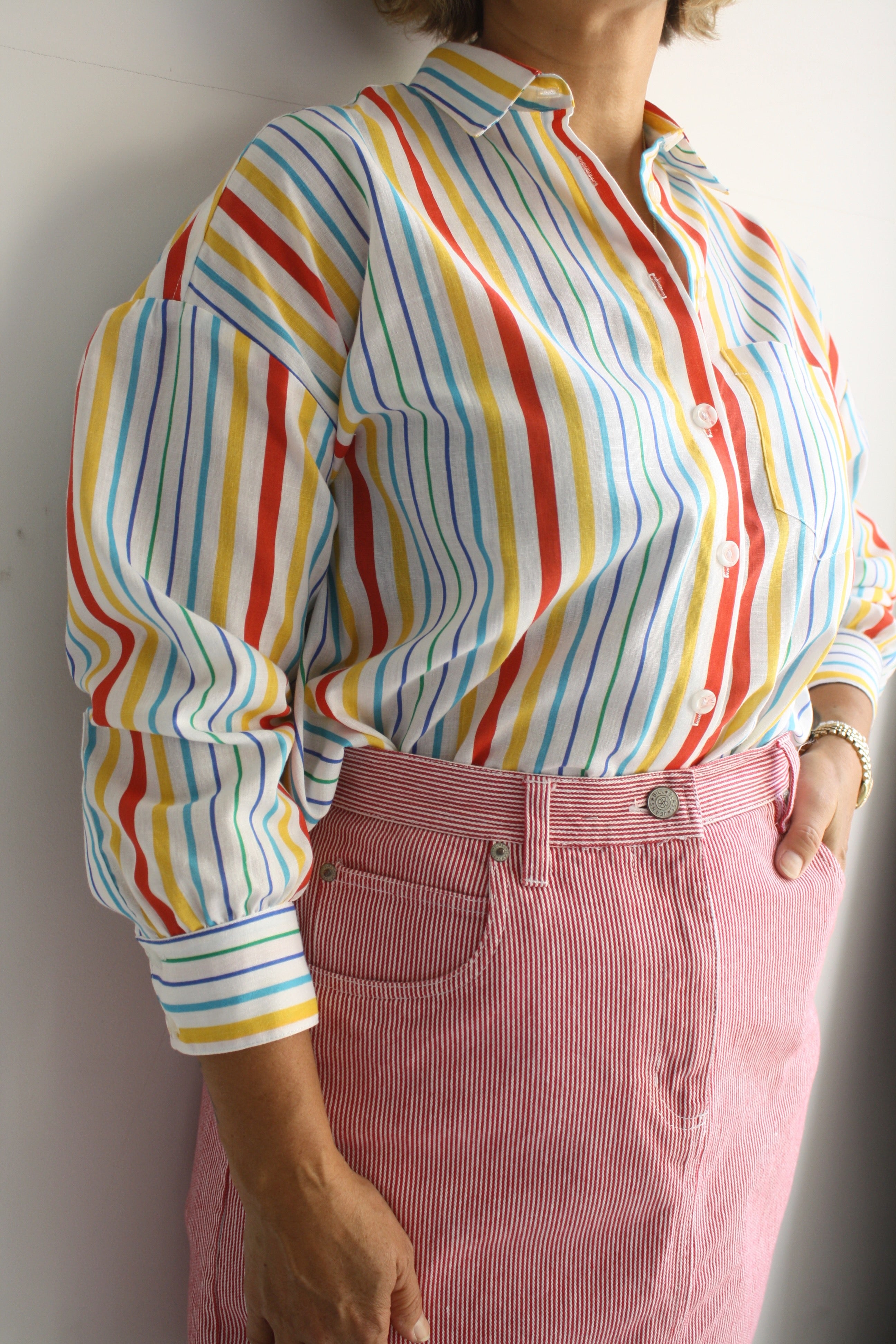 Red Engineer Stripe Mini Skirt