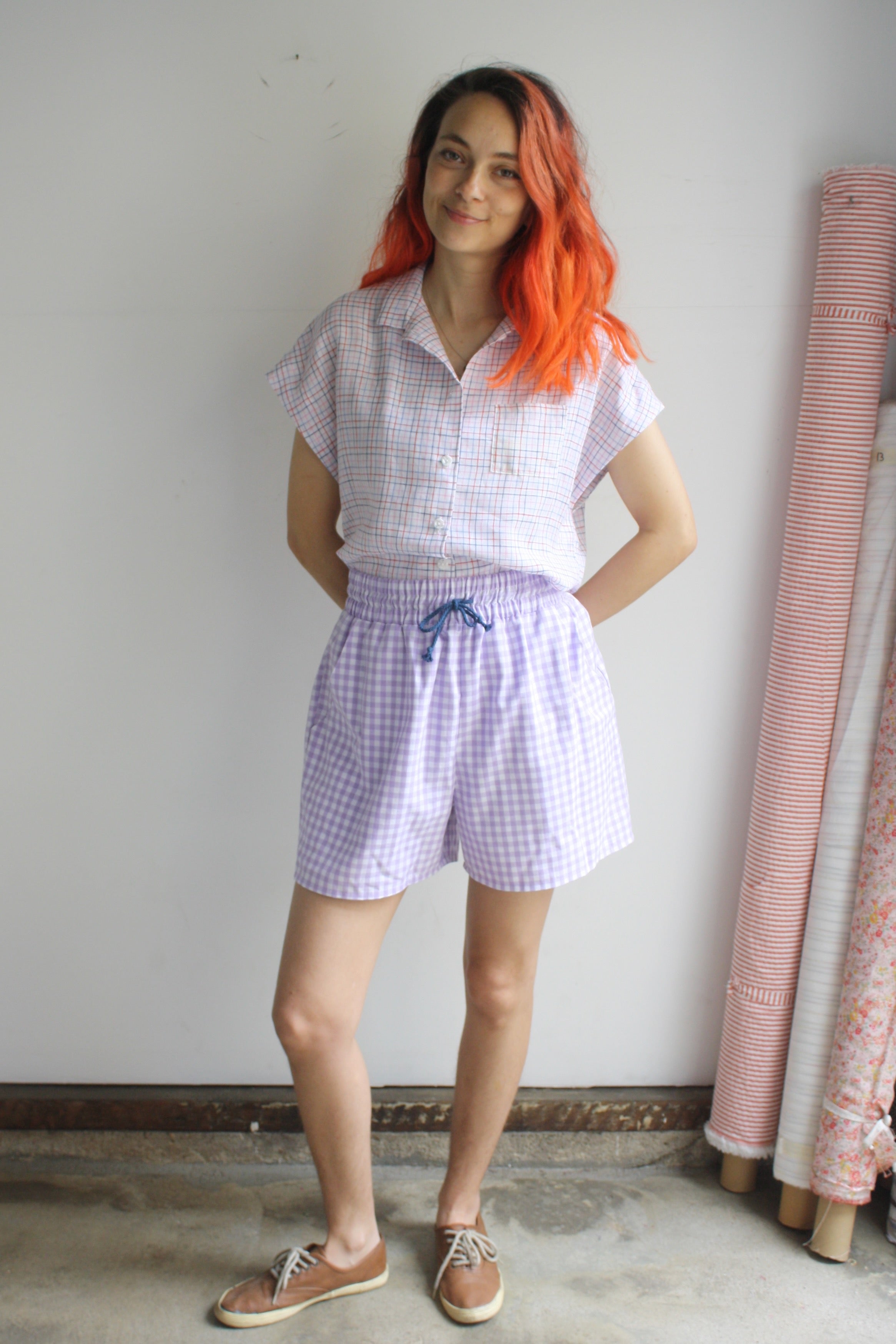 Lou Shorts - Lavender Gingham