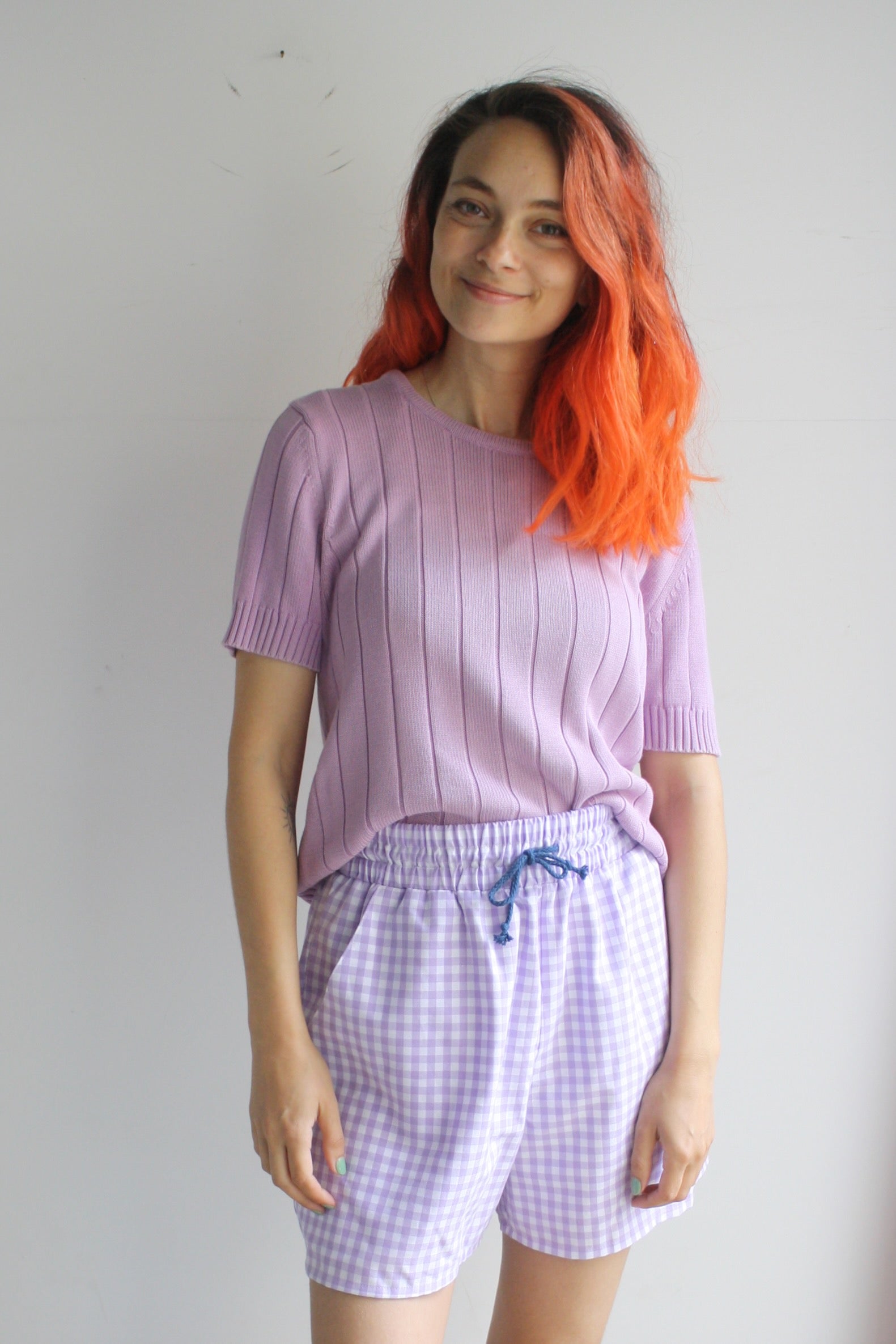 Lou Shorts - Lavender Gingham