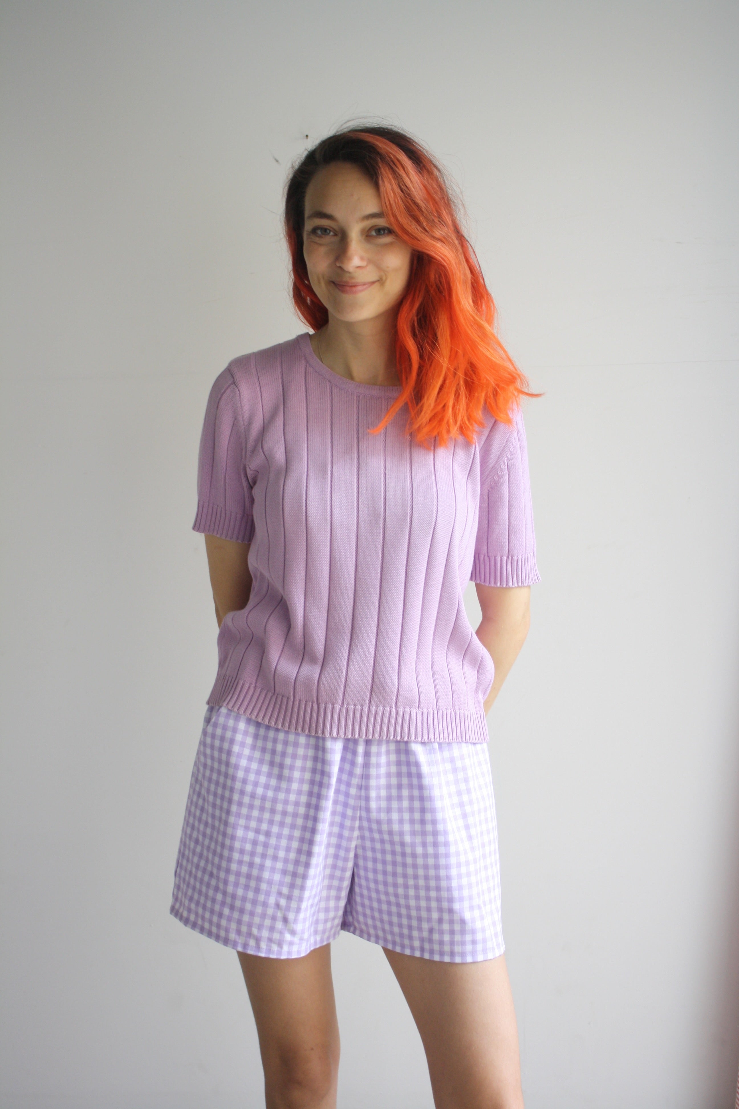 Lou Shorts - Lavender Gingham