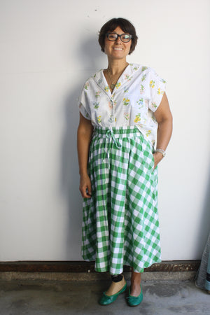 Ella Skirt - Grass Gingham