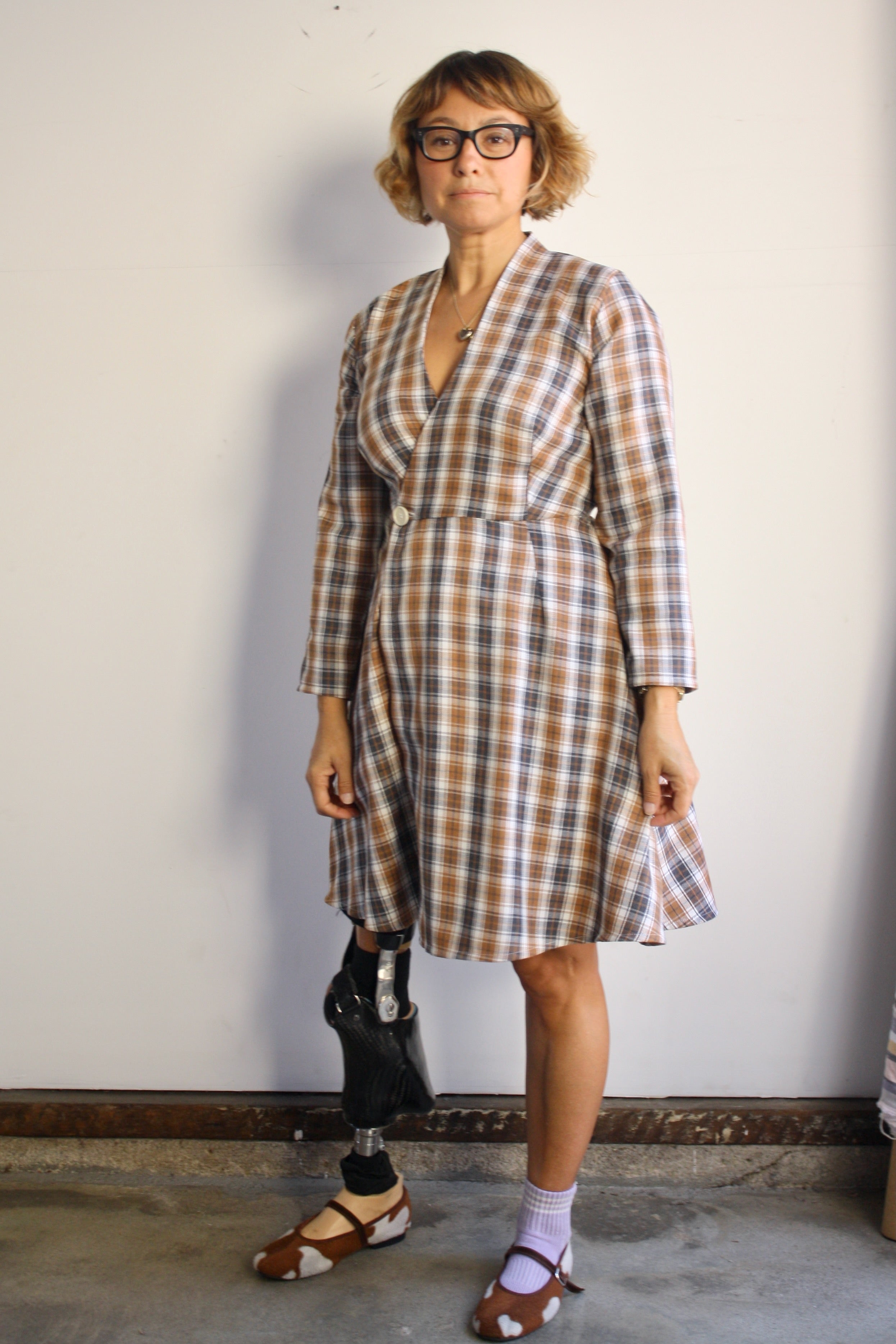 Stella Dress - Camel/Charcoal