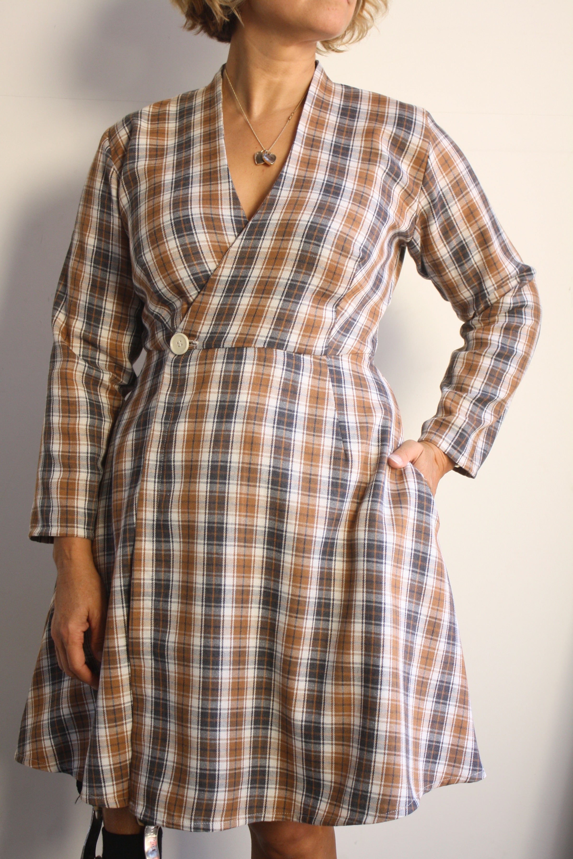 Stella Dress - Camel/Charcoal