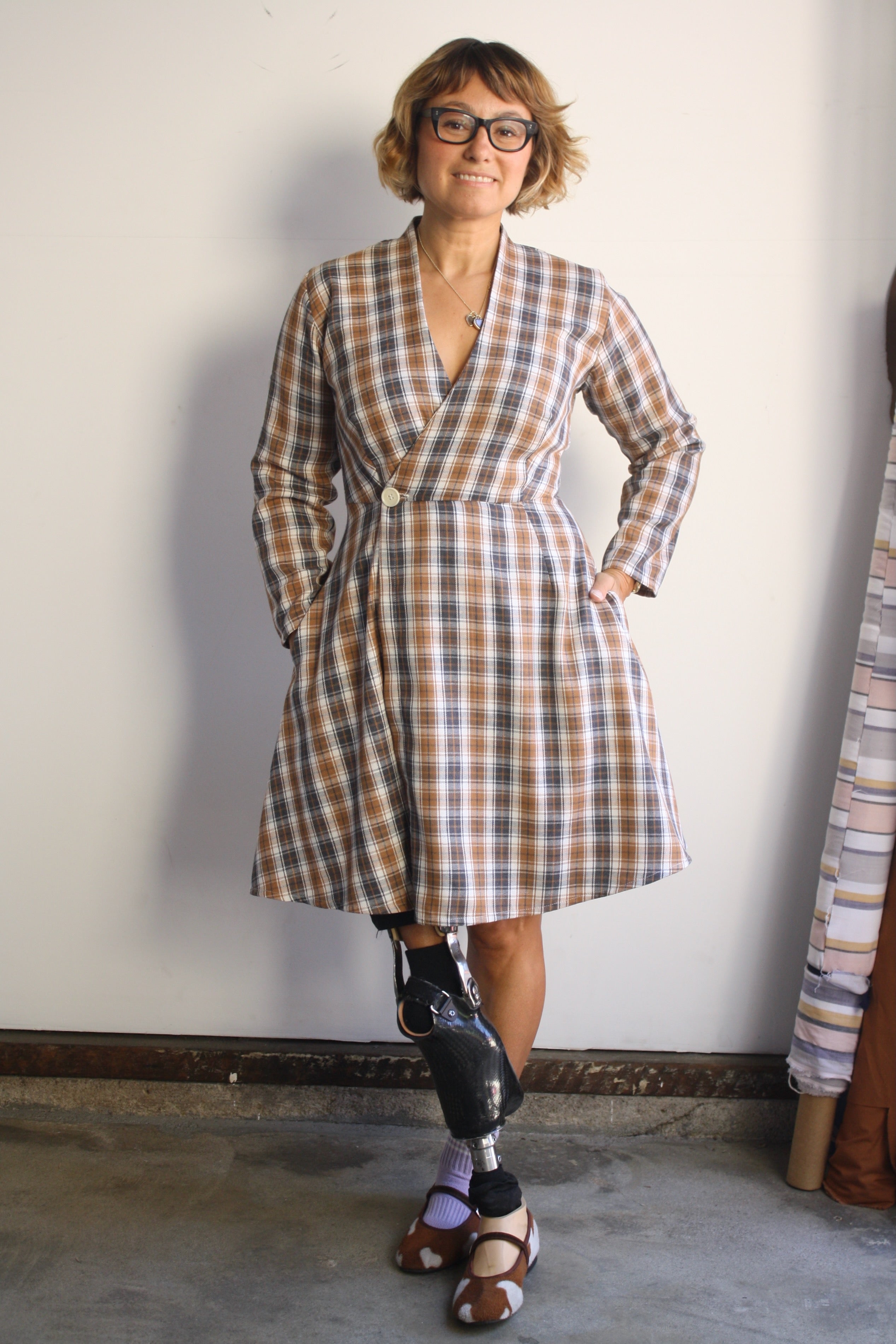 Stella Dress - Camel/Charcoal