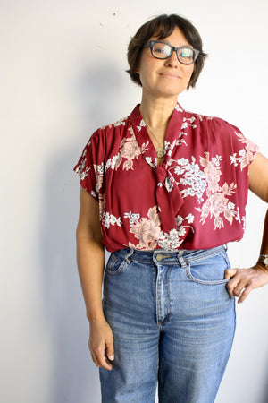 Faye Blouse - Burgundy Blossom