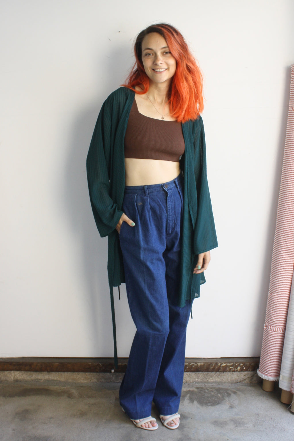 Sheer Check Texture Robe