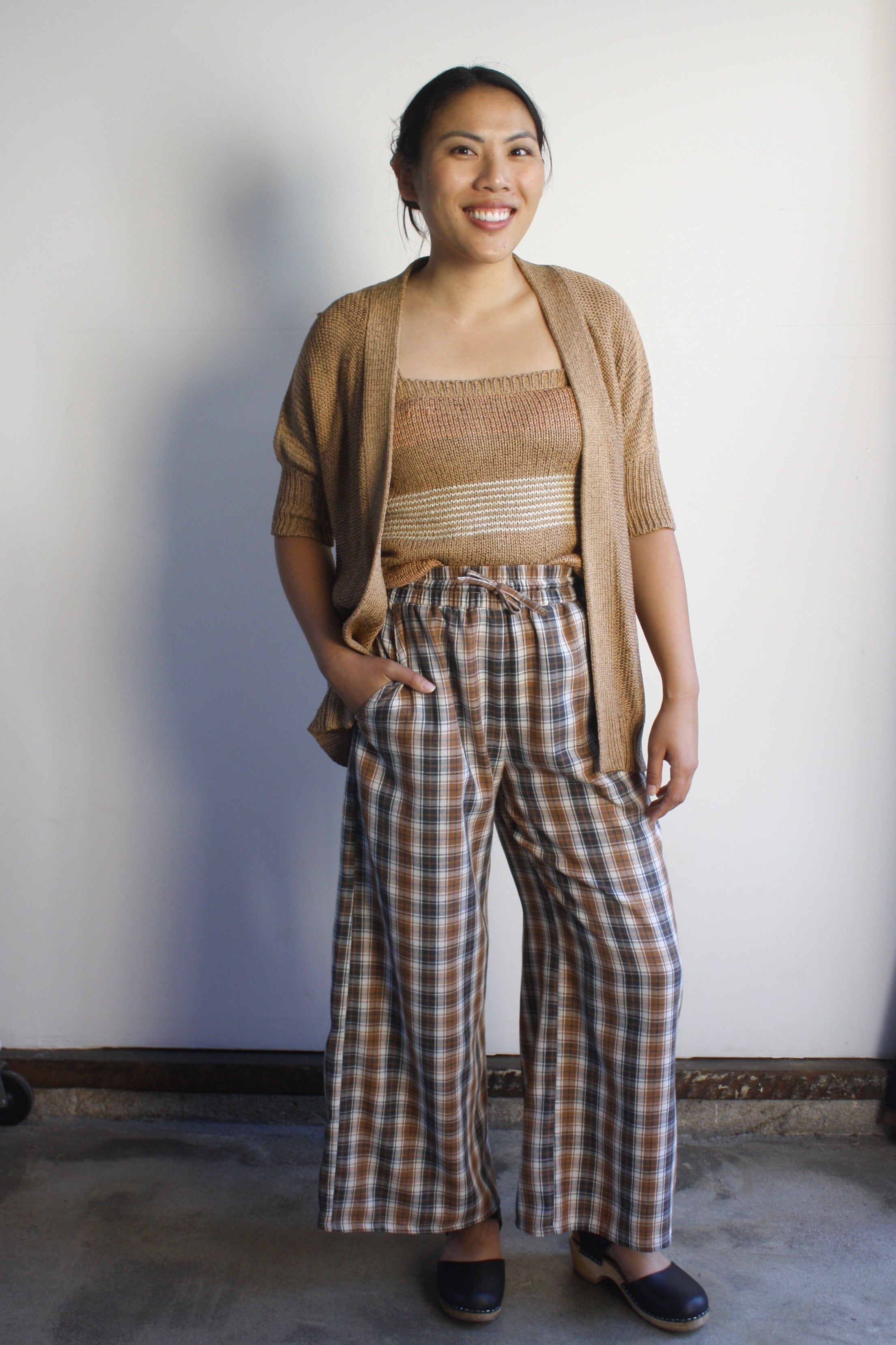 Esme Wide Leg pant - Camel/Charcoal