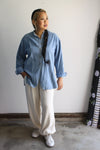Band Collar Denim Buttondown