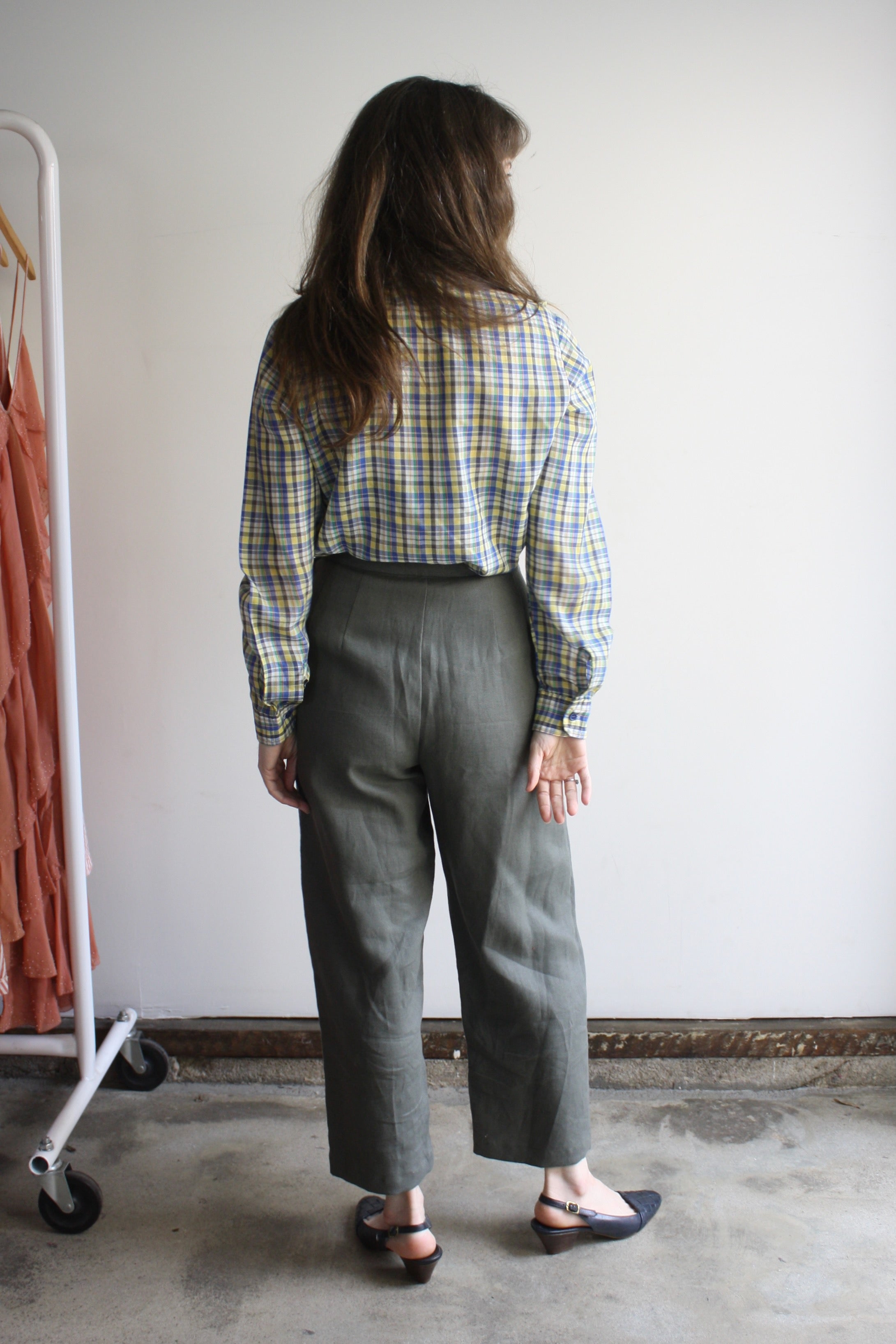 SAMPLE Naomi Pants - Gray-Green Linen