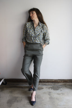 SAMPLE Naomi Pants - Gray-Green Linen