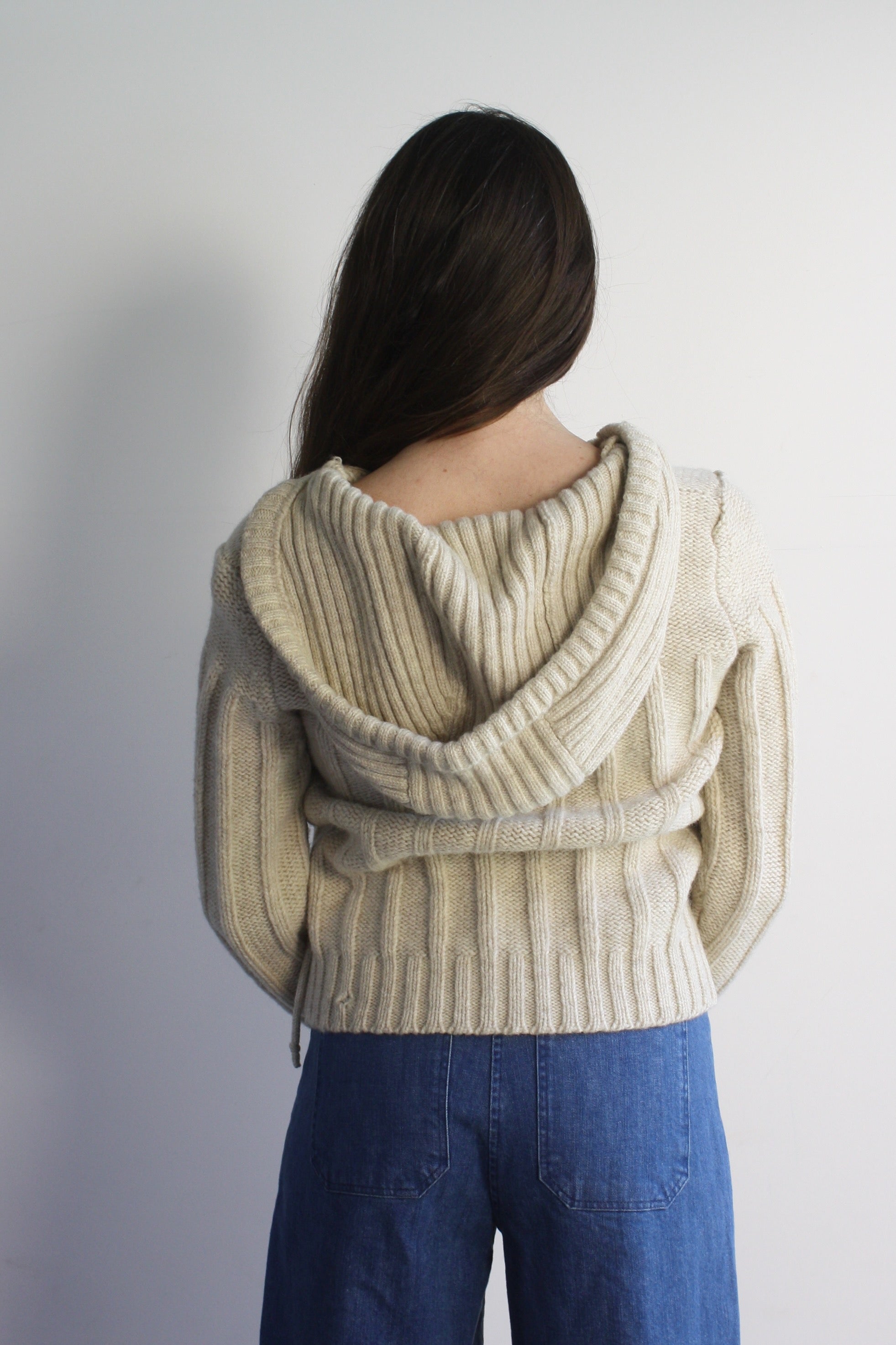 Cable Hooded Zip Sweater
