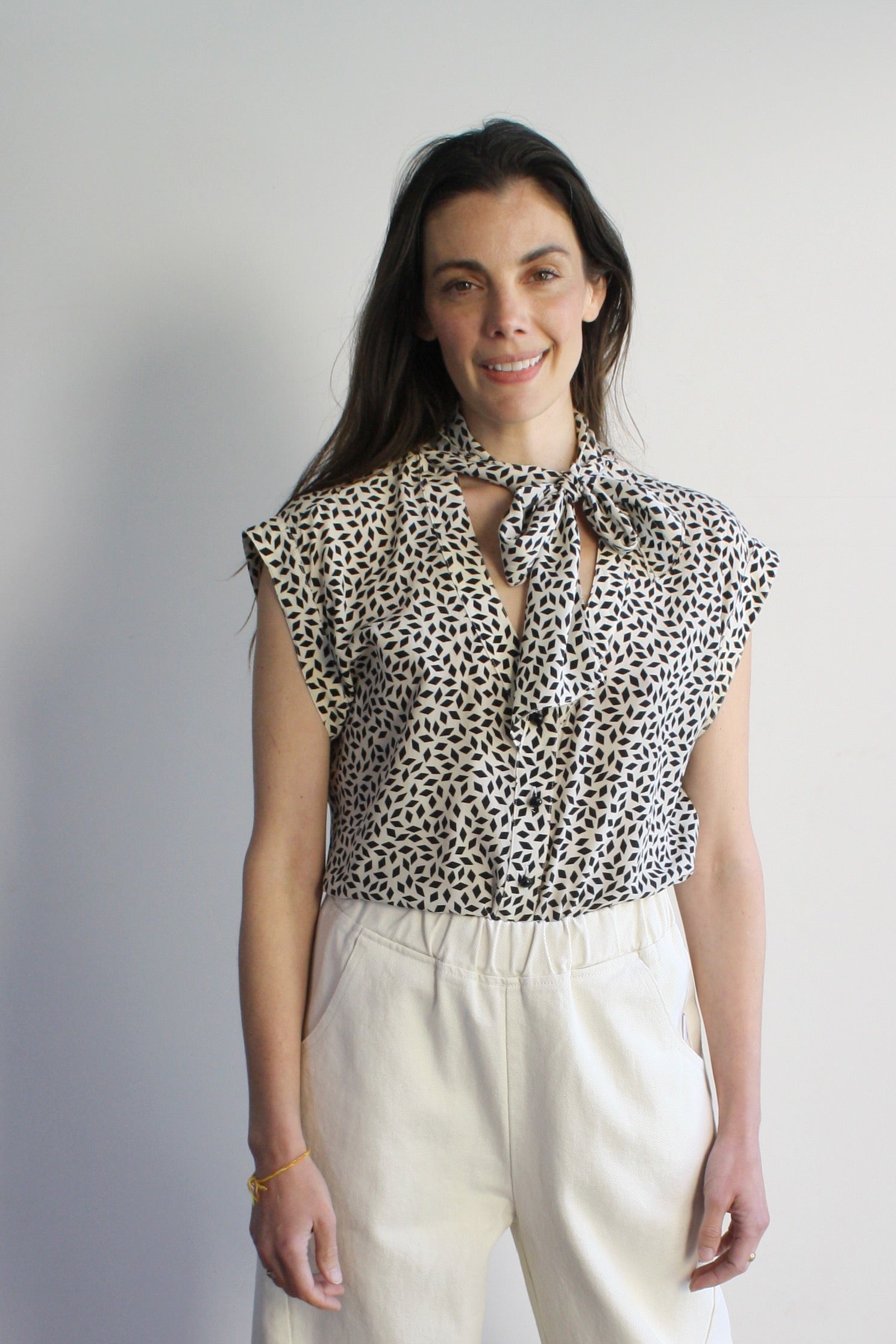 Ungaro Silk Tie-Neck Blouse