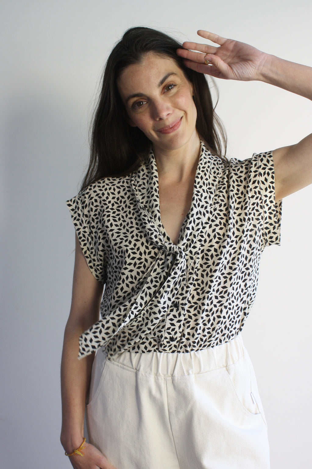 Ungaro Silk Tie-Neck Blouse