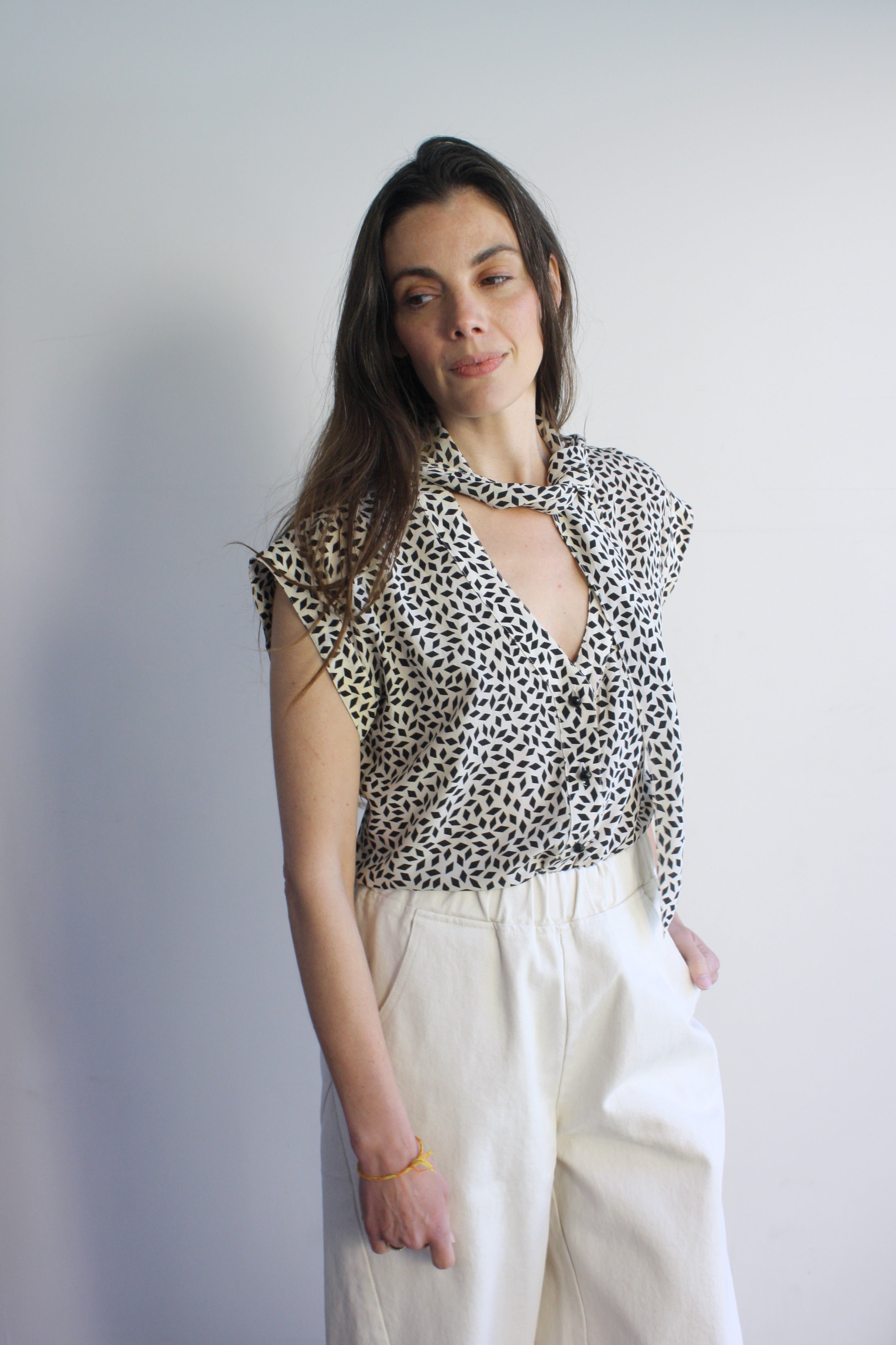 Ungaro Silk Tie-Neck Blouse