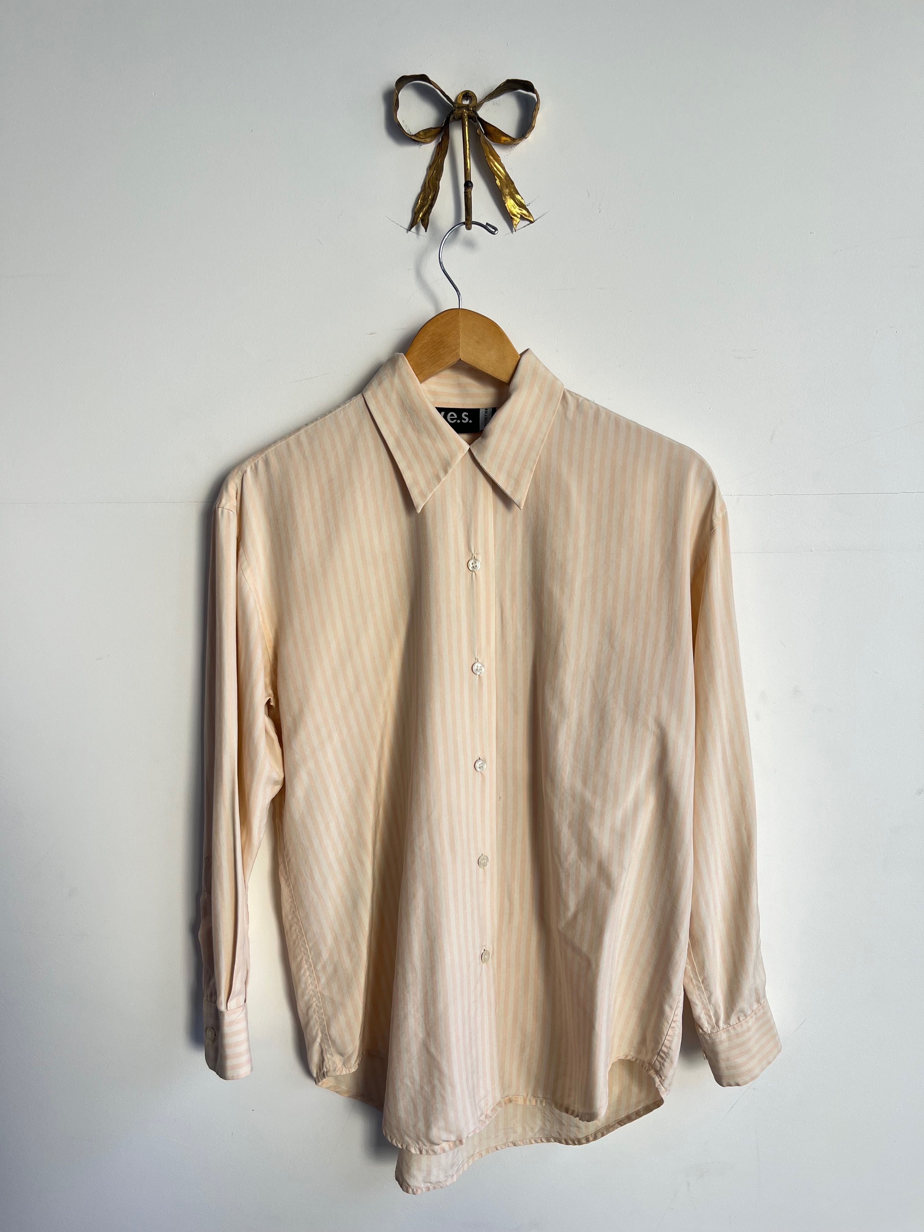 Peach Stripe Silk Blouse