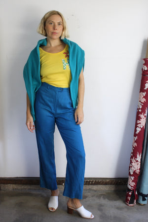 Teal Linen Trousers