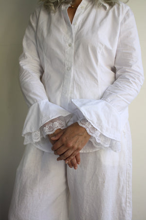 Lace Flounce Buttondown