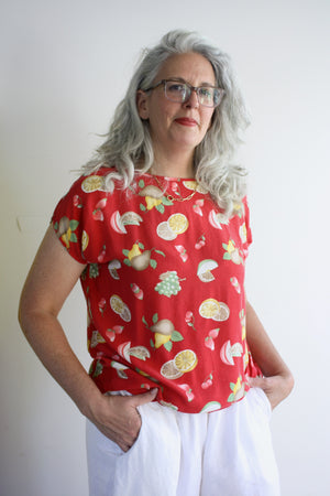 Buttoned Rayon Fruit Top