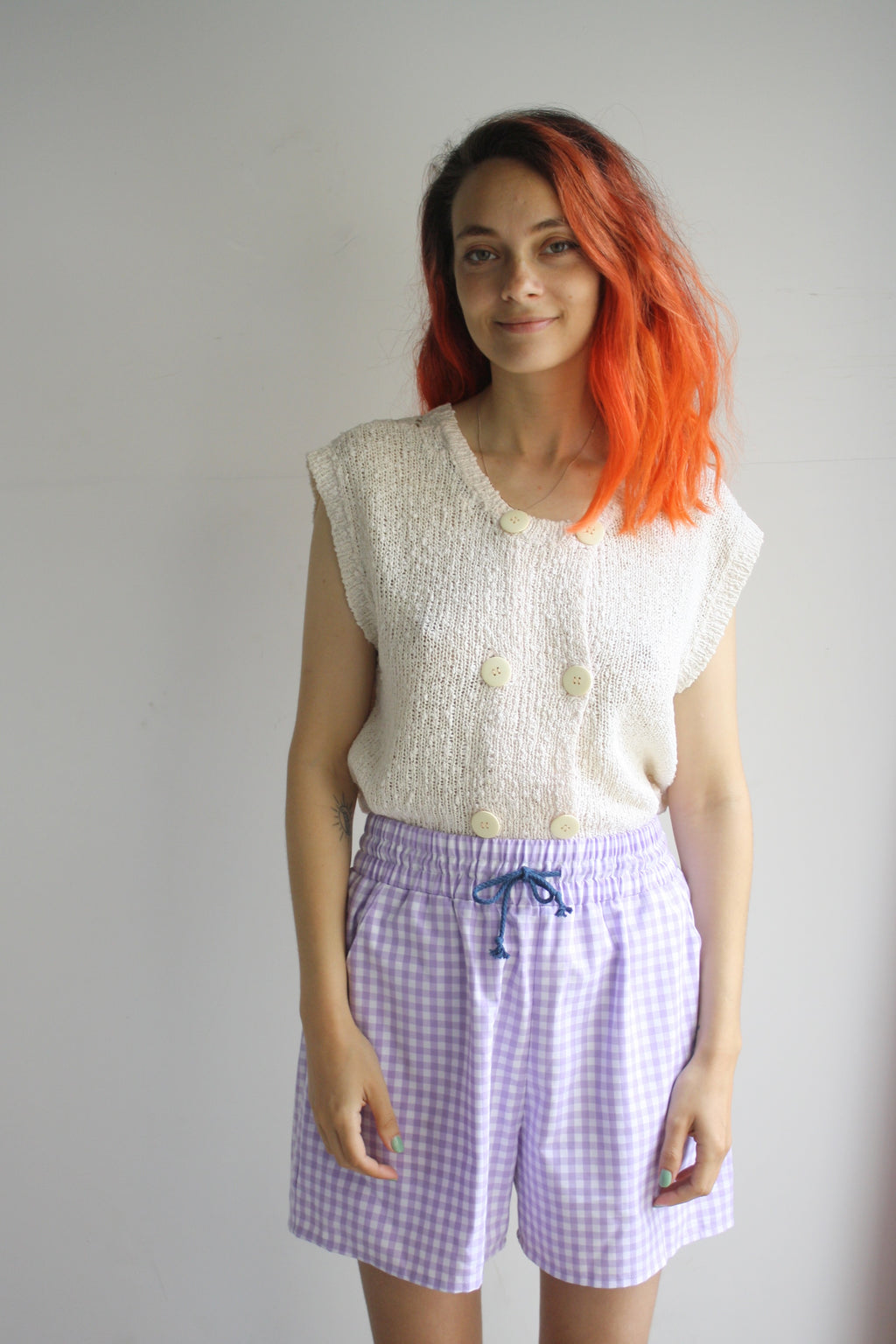 Reversible Button/Openwork Sweater