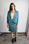 Turquoise Tweed Skirt Suit