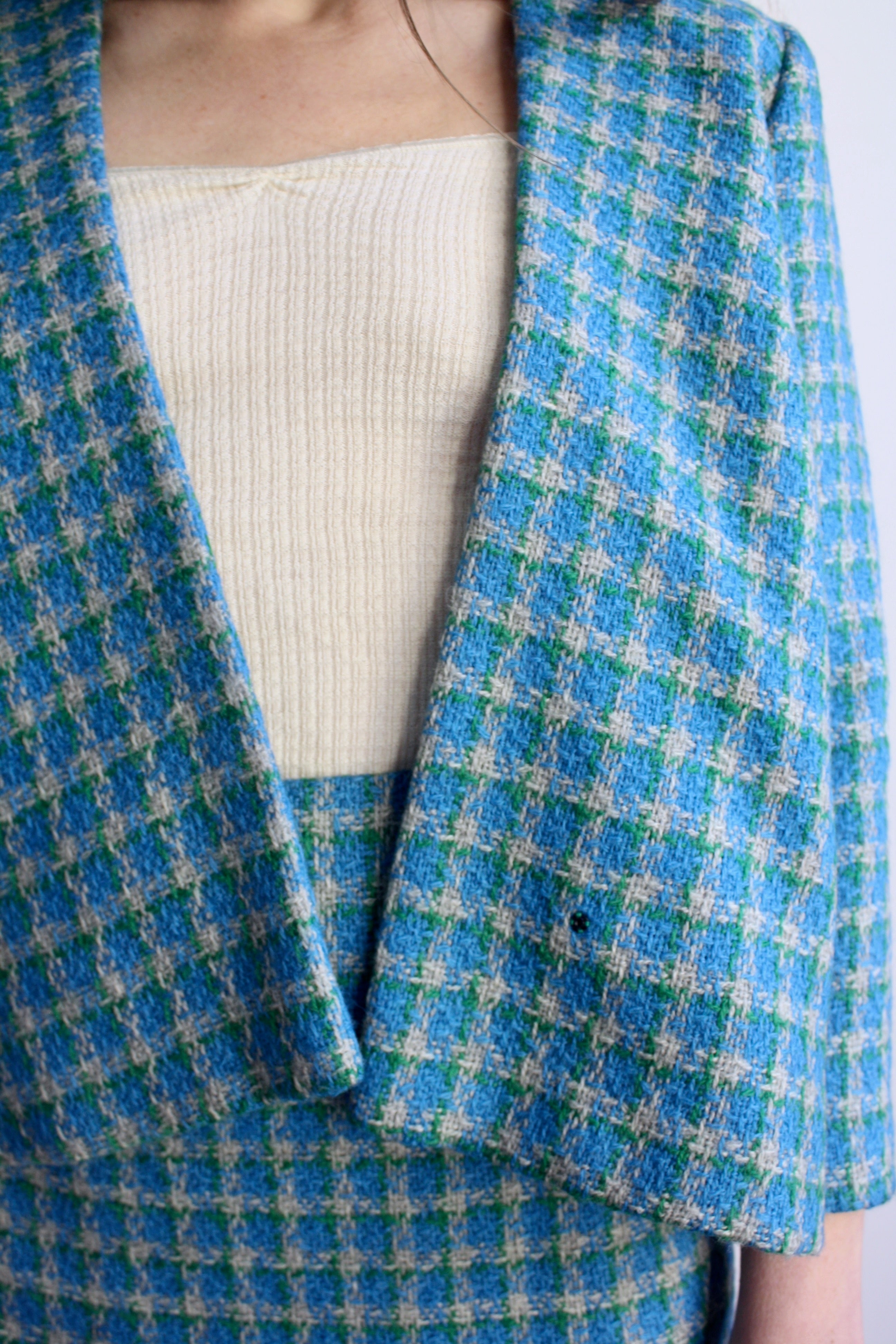 Turquoise Tweed Skirt Suit