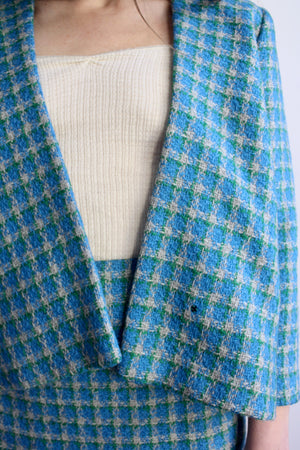 Turquoise Tweed Skirt Suit